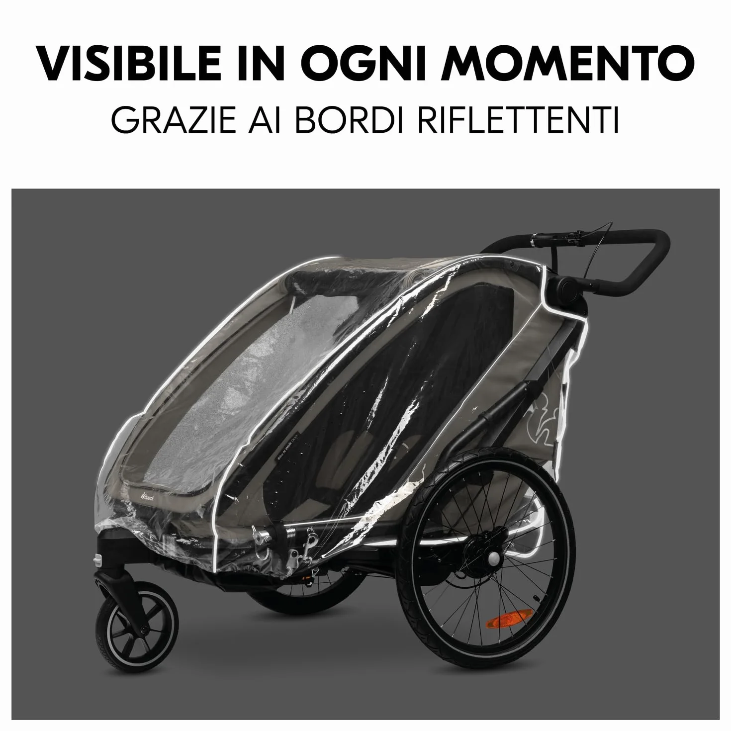 Hauck Bike N Walk Duo Parapioggia per Rimorchio Bici Bambini 67x64x100 cm Copertura Antipioggia Trasparente