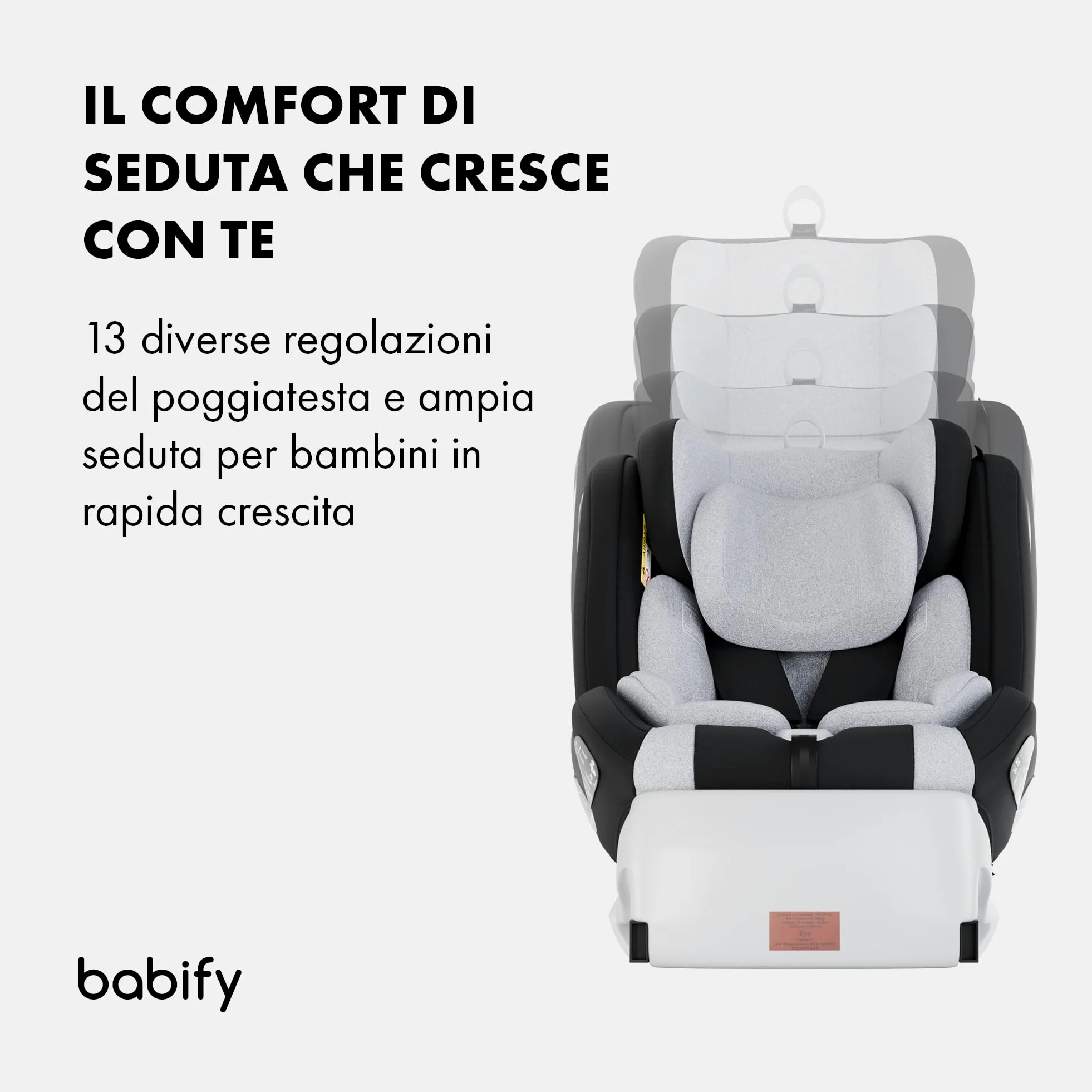 Babify Onboard Seggiolone Auto Isofix I-Size per Bambini da 0 Mesi - 12 Anni, 40-150cm, Seduta Auto Bimbi Regolabile e Reclinabile, rotazione di 360º, Gruppo 0, 1, 2, 3