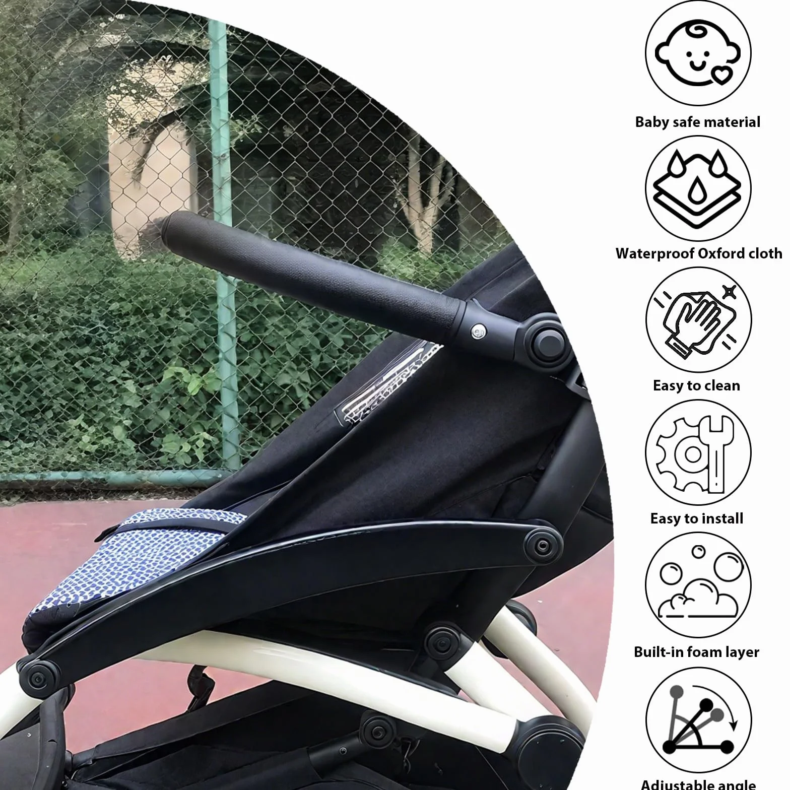 Prams per le Barre del Paraurti Regolabili del Bracciolo Passeggino per Baby-passeggino per il Bracciolo, Passeggini, per Babyzen e Yoyo, per la Distanza tra Due Tubi è 38-42 Cm