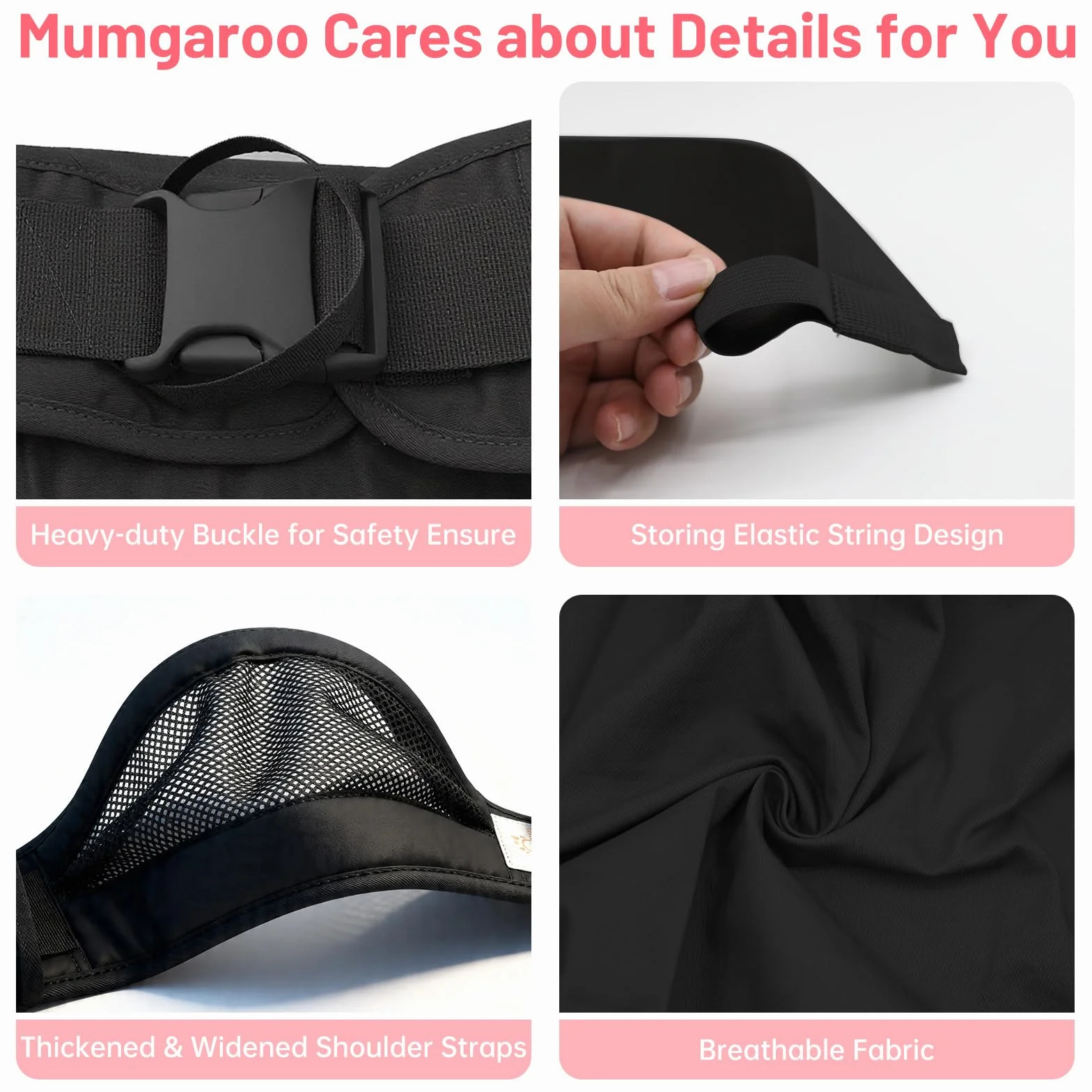 Fascia Porta Bebe, Fascia Neonato Ergonomica con Cintura di Supporto Ampliata e Migliorata, Regolabile ed Estensibile, Multifunzionale per Viaggi e Uscite, per Bambini da 0 a 36 Mesi (Nero)