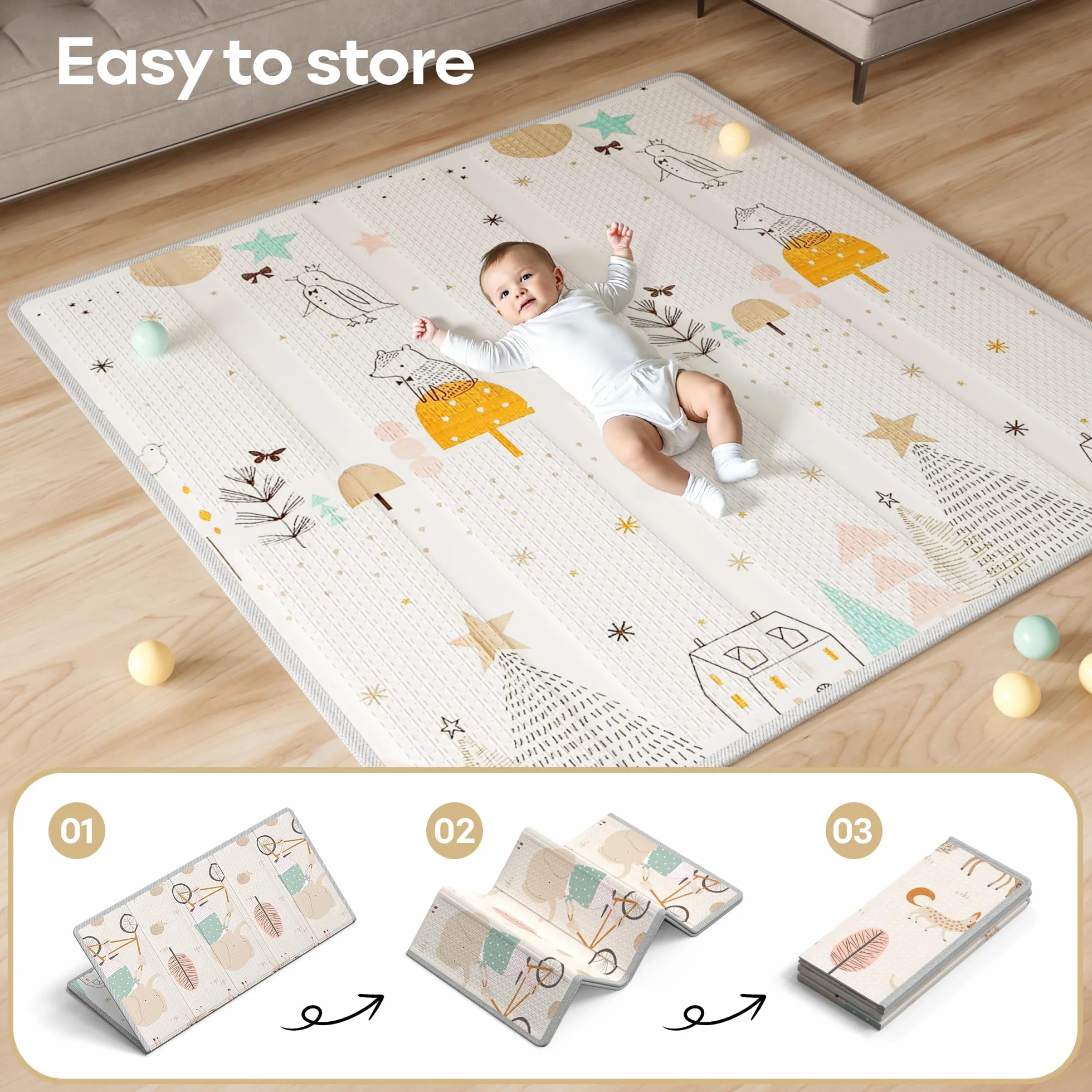 150×150×68cm Box Bambini con Materassino, Recinto per Bambini, Box Neonato con Morbida Imbottitura