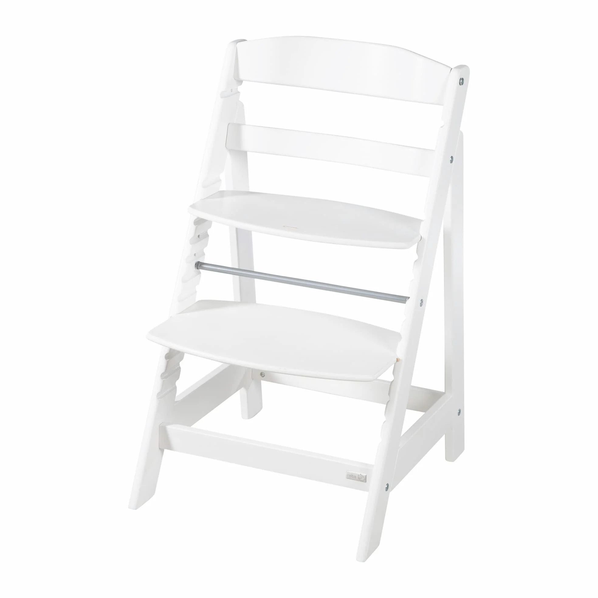 roba Seggiolone Evolutivo Sit Up Flex 2 in 1, Altezza Regolabile, dai 6 Mesi fino ai 70 kg, con Poggiapiedi, Robusto ed Ergonomico, Legno Laccato Bianco