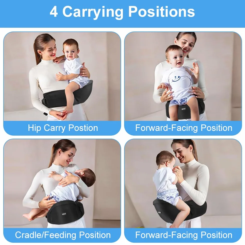 HOTUT Baby Carrier Ergonomico, Hipseat Marsupi Sicurezza Supporto, Porta Bambino Cintura Regolabile e Tasca, per Bambini da 0 a 15 kg