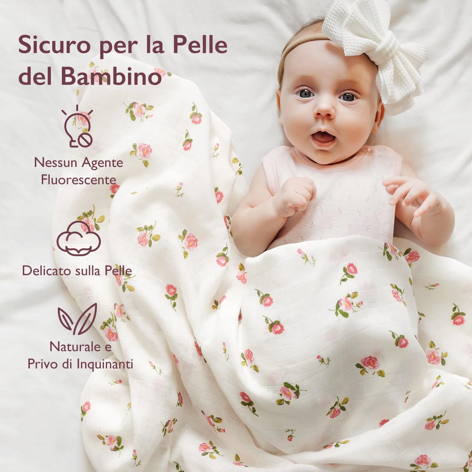 Momcozy Copertina Neonato Mussola 120x120 4 Pezzi Cotone Bambù Morbida Floreale