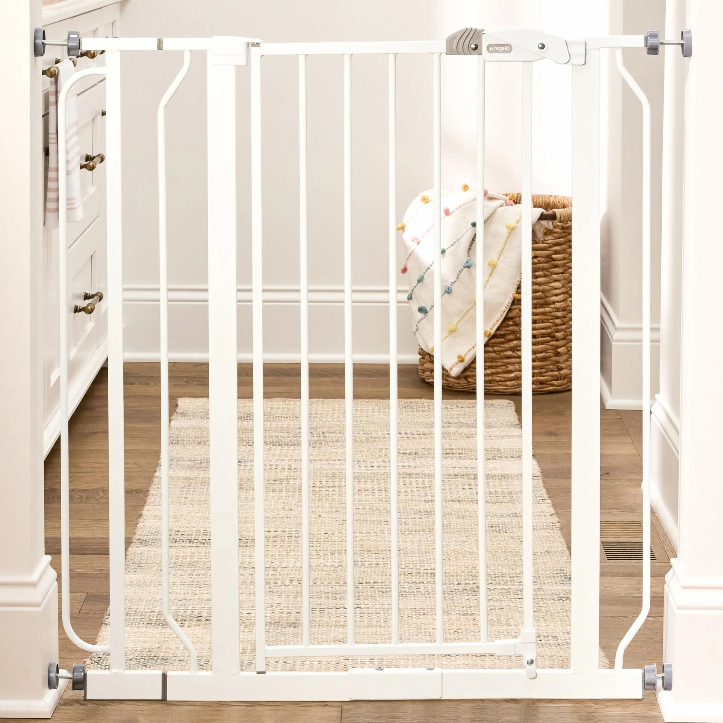 Regalo Safety Extra Tall Baby Gate 91.4cm for Doorways Stairs, Fits Openings 73.6-90cm, Pressure Mounted