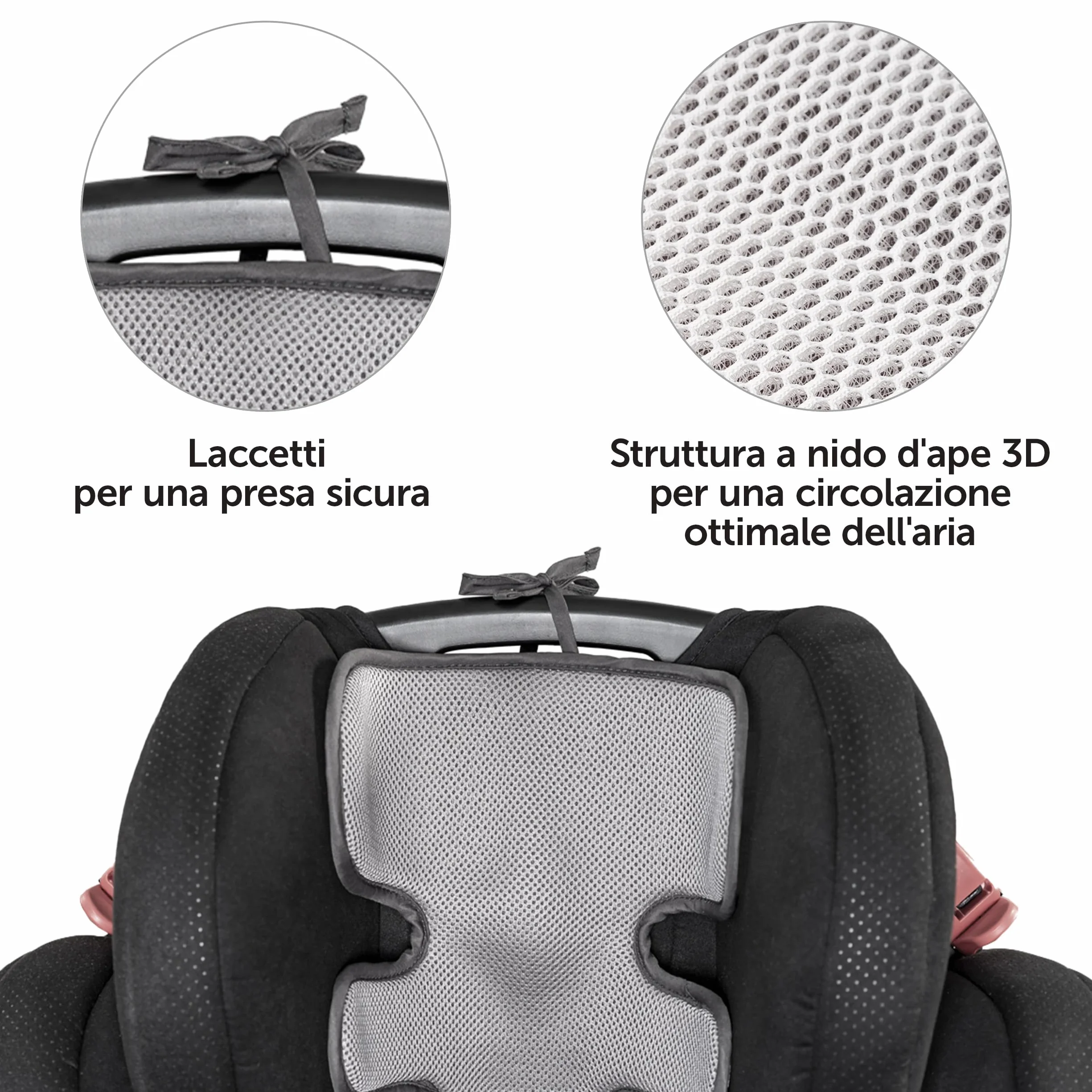 Zamboo Copri Seggiolino Auto Bambini Universale Antisudore Traspirante Grigio Scuro