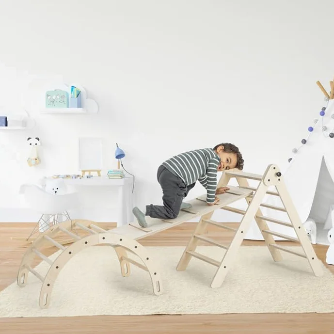 Mamatoyz 18ARC Arco Montessori dondolo e arrampicata, arco montessoriano per bambini 1 anno, arrampicata per bambini, arco da arrampicata, arco a dondolo in legno naturale multistrato di betulla