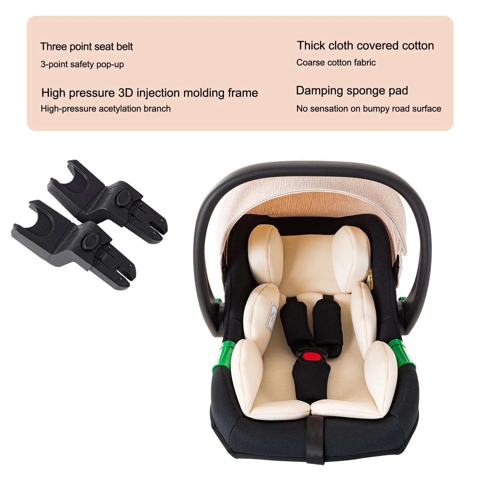 Passeggino 3 in 1 pieghevole,sistema da viaggio completo.Ideale per neonati e bambini fino a 22kg lettino e accessori come gondola (D2 PINK, H2-D)