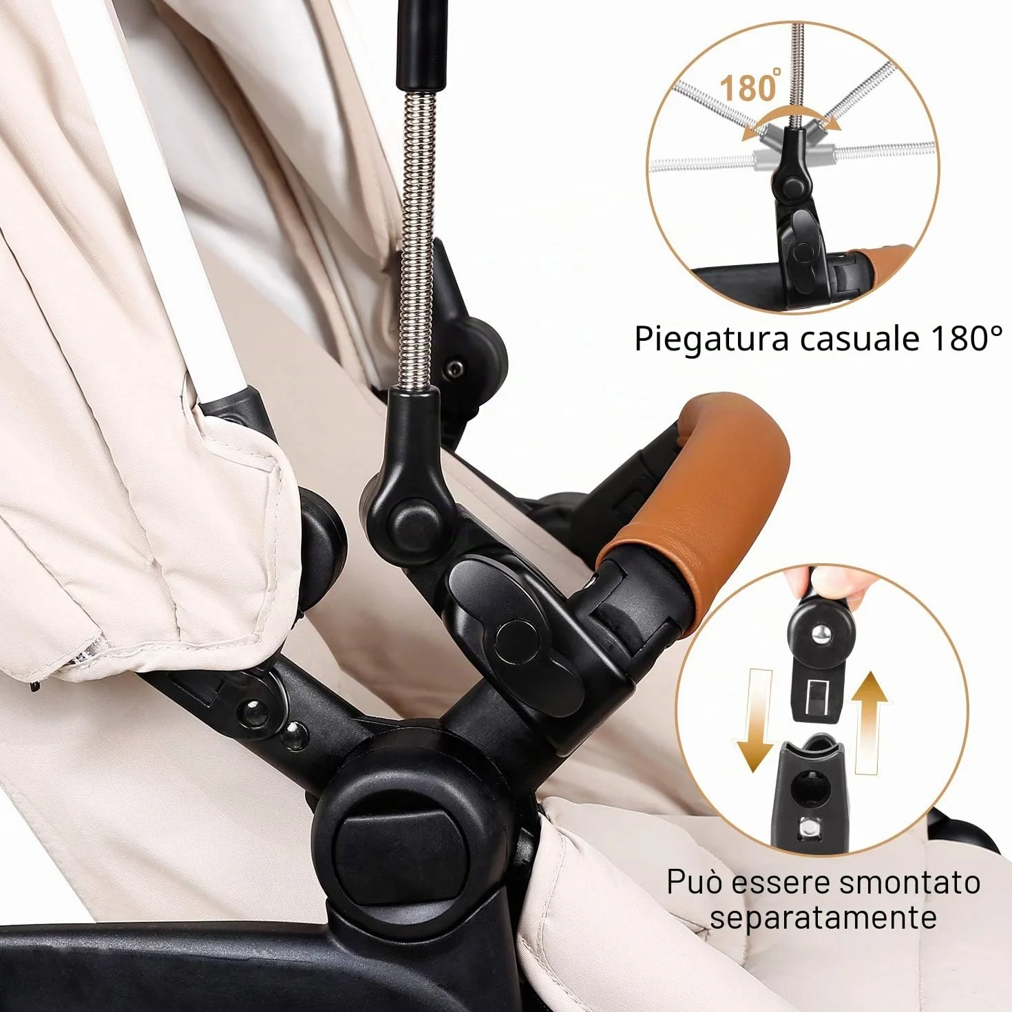 ZjRight Ombrellone per Passeggino 70cm 50+ UV Universale Protezione Solare Grigio Chiaro
