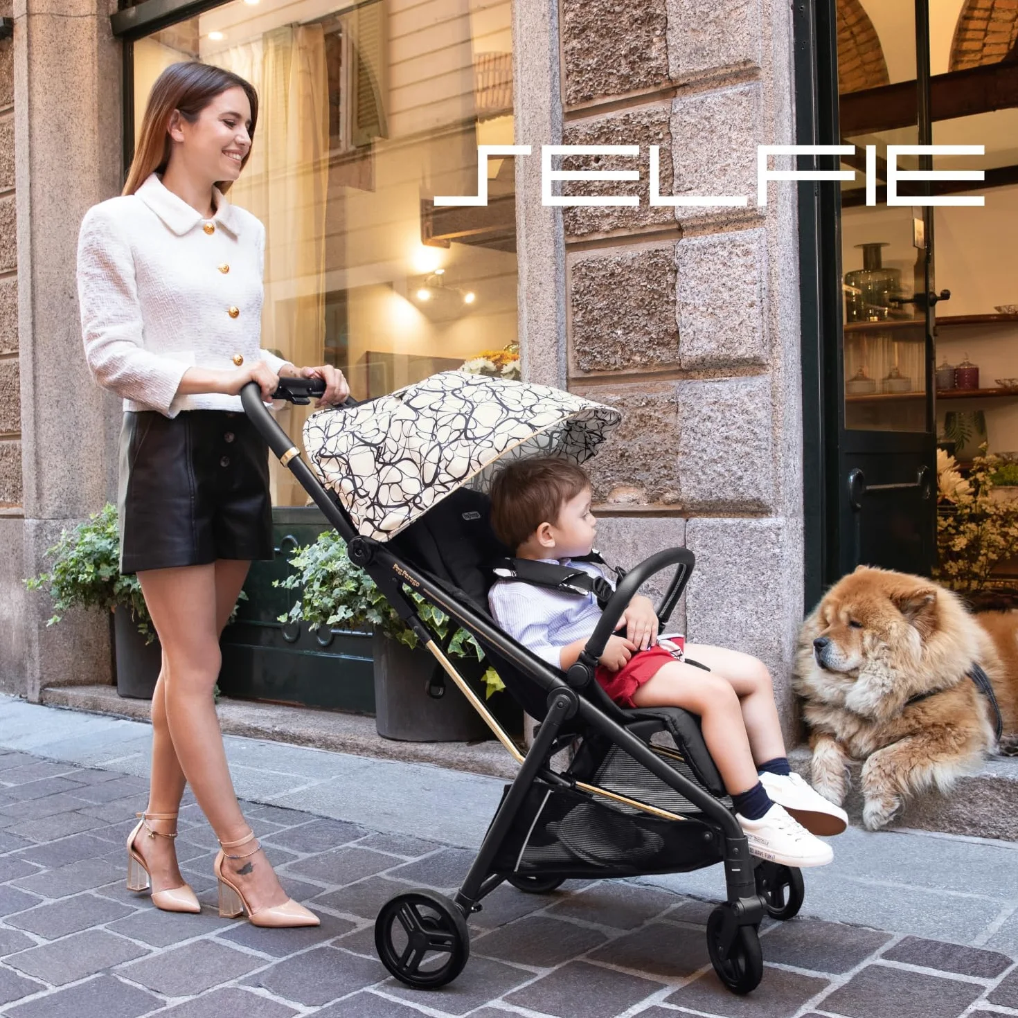 PEG Selfie Passeggino Leggero dalla Nascita fino a 22 kg (0 - 4 anni), Pieghevole e Compatto, Chiusura Automatica, Schienale Reclinabile, Capottina UPF 50+, Quarz