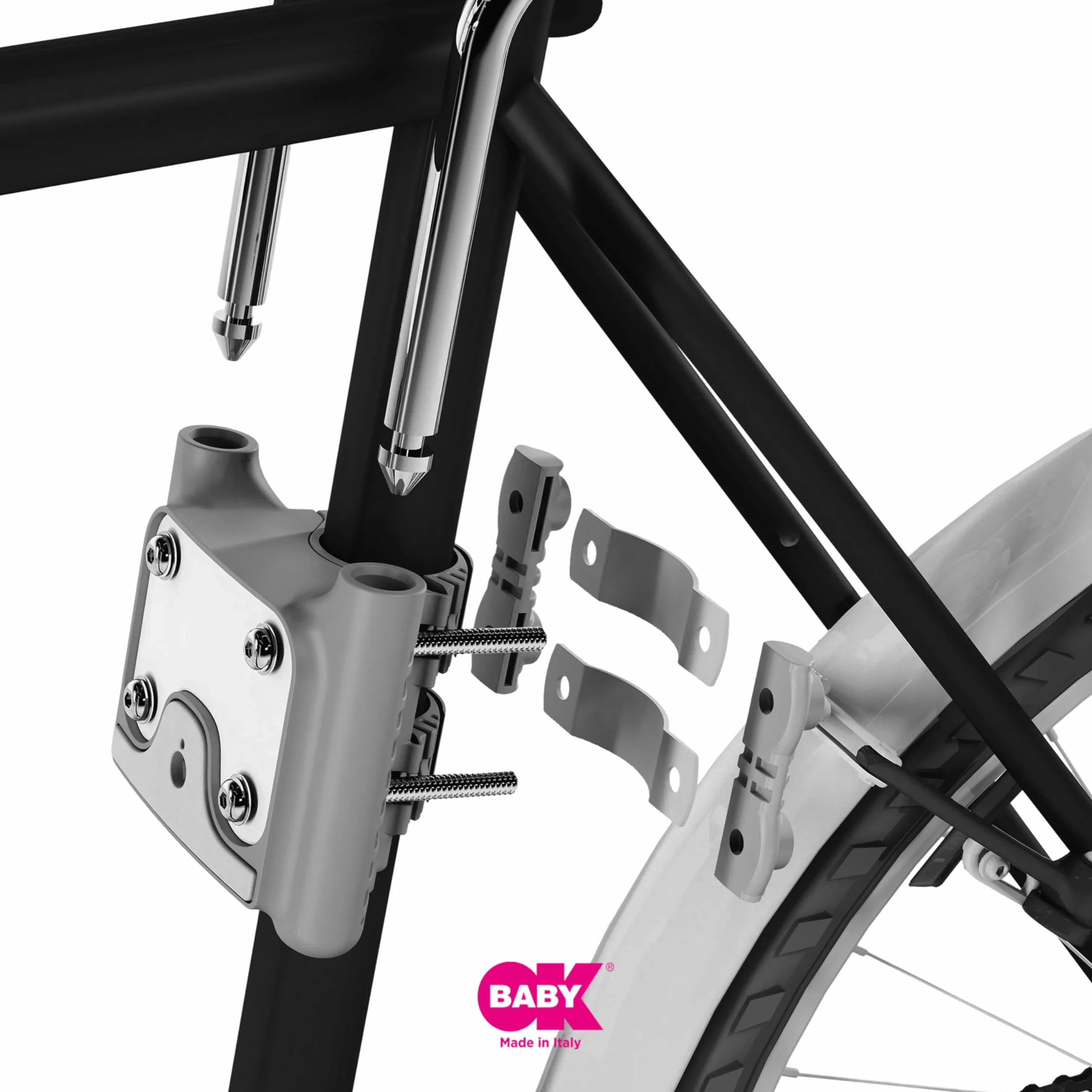 OKBABY Blocco di Fissaggio Bici per Seggiolini Posteriori Baby Shield Sirius 10+ Eggy