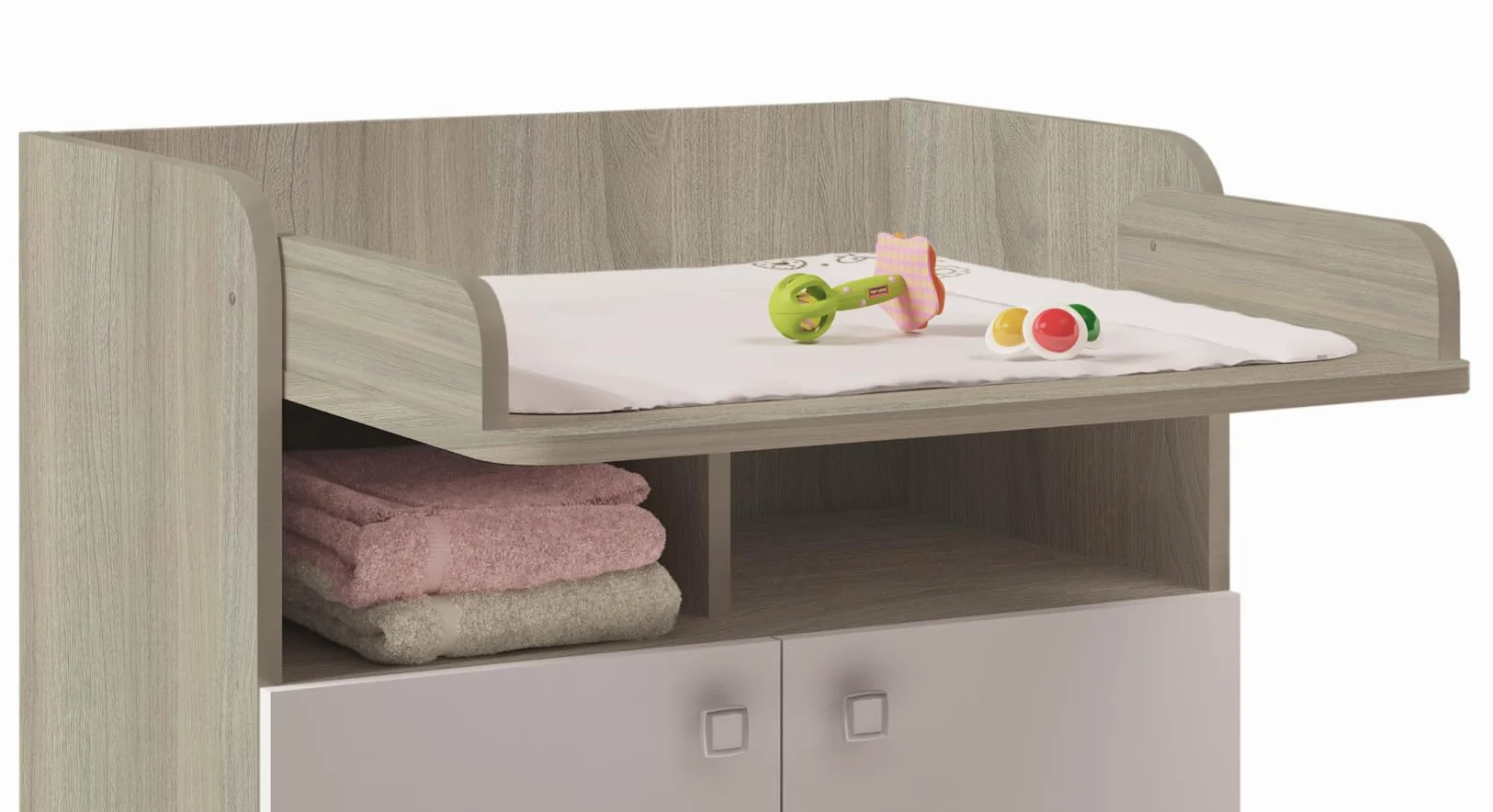 AVANTI TRENDSTORE - Lena - Fasciatoio in legno laminato, con superficie pieghevole. Disponiible in diverse colorazioni. Dimensioni LAP 70x86x47 cm. (Olmo/Bianco)