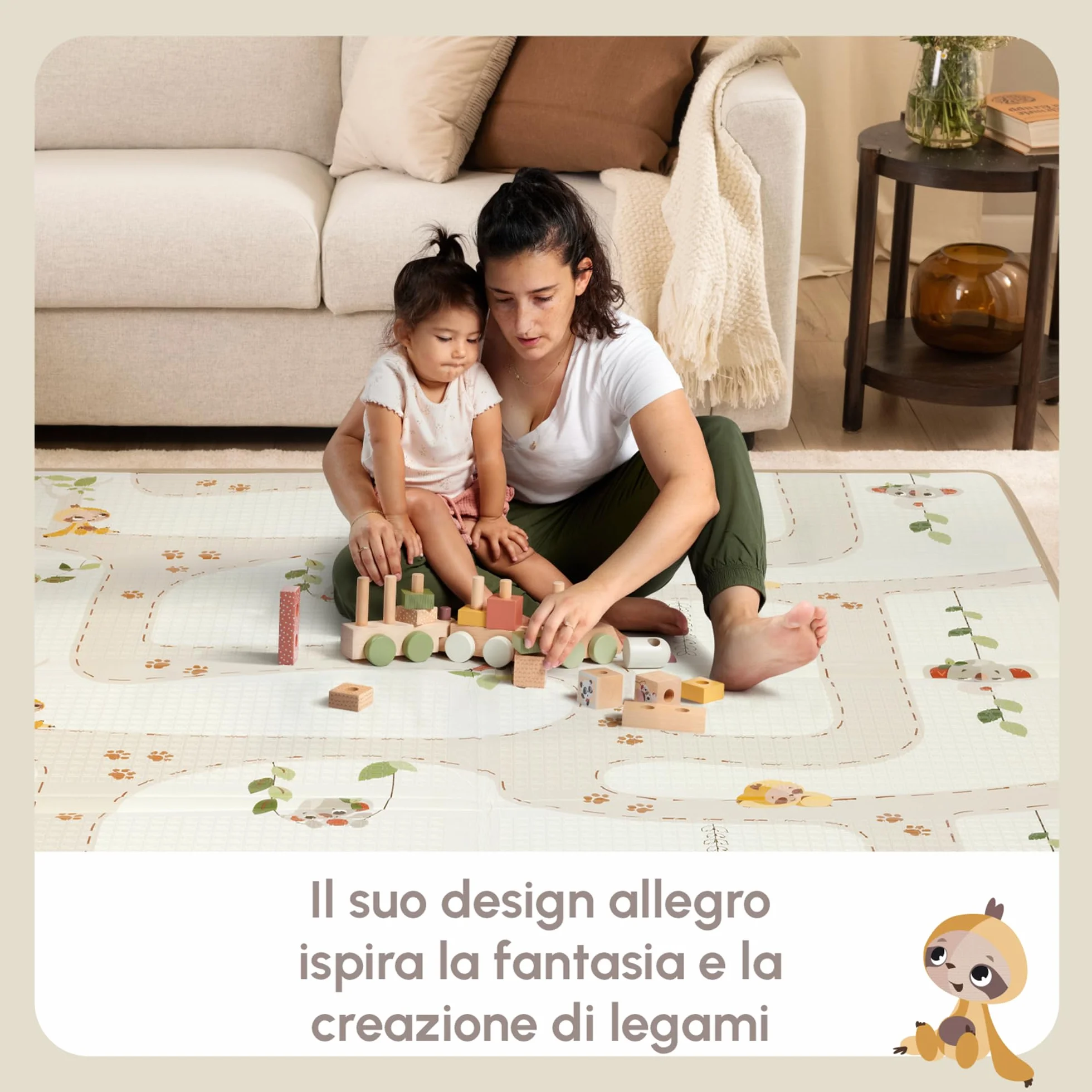 Tiny Love Tappeto Pieghevole Gioco Bambini XL in Schiuma, Tappetino Neonato, 0+ Mesi, Double-face, Leggero e Pieghevole, 150 x 150cm, Morbido e Spesso (1 cm), Impermeabile, Facile da Pulire, Boho Chic