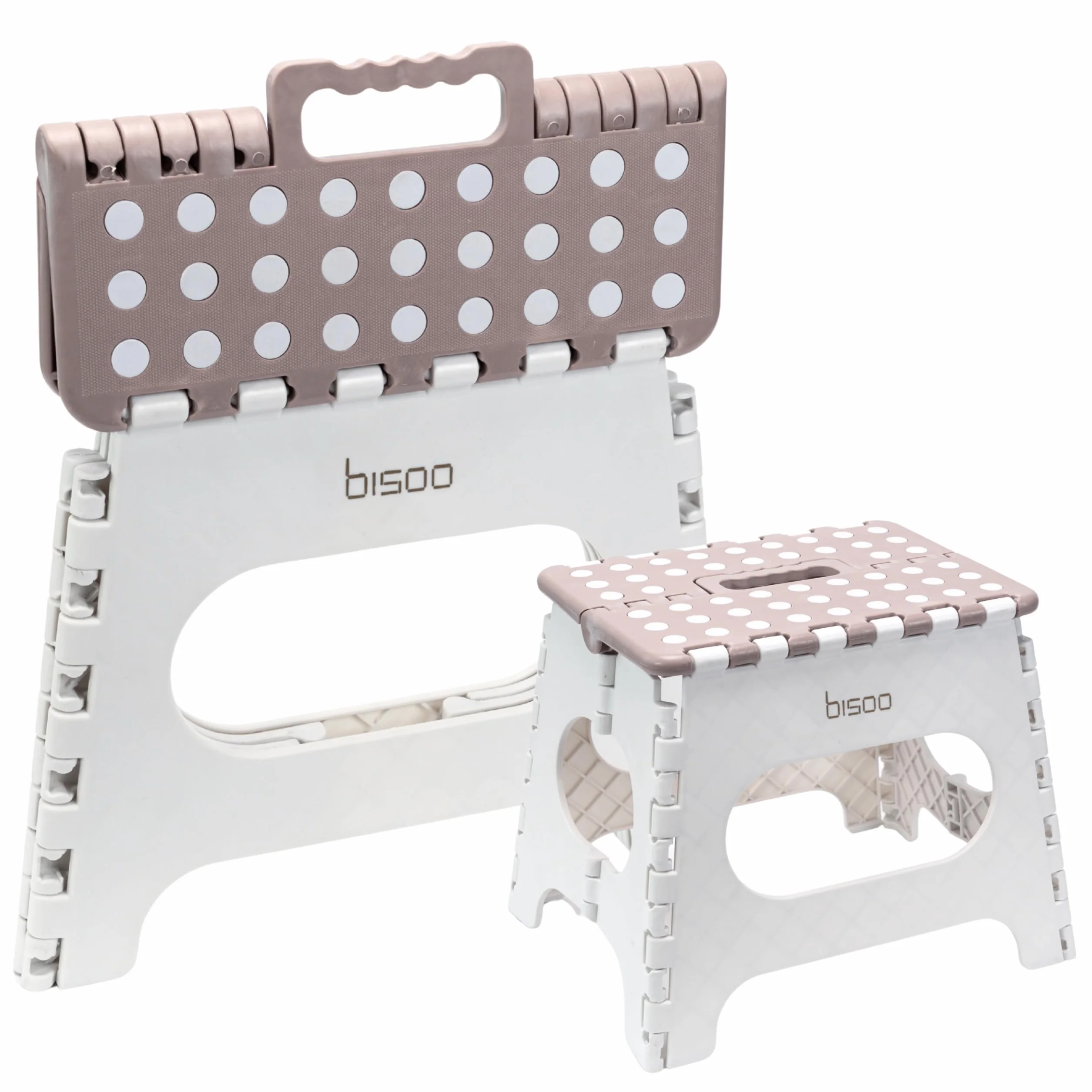 BISOO Sgabello Pieghevole Bambini Bagno Cucina Portatile Plastica 150kg Altezza 27 cm Moka