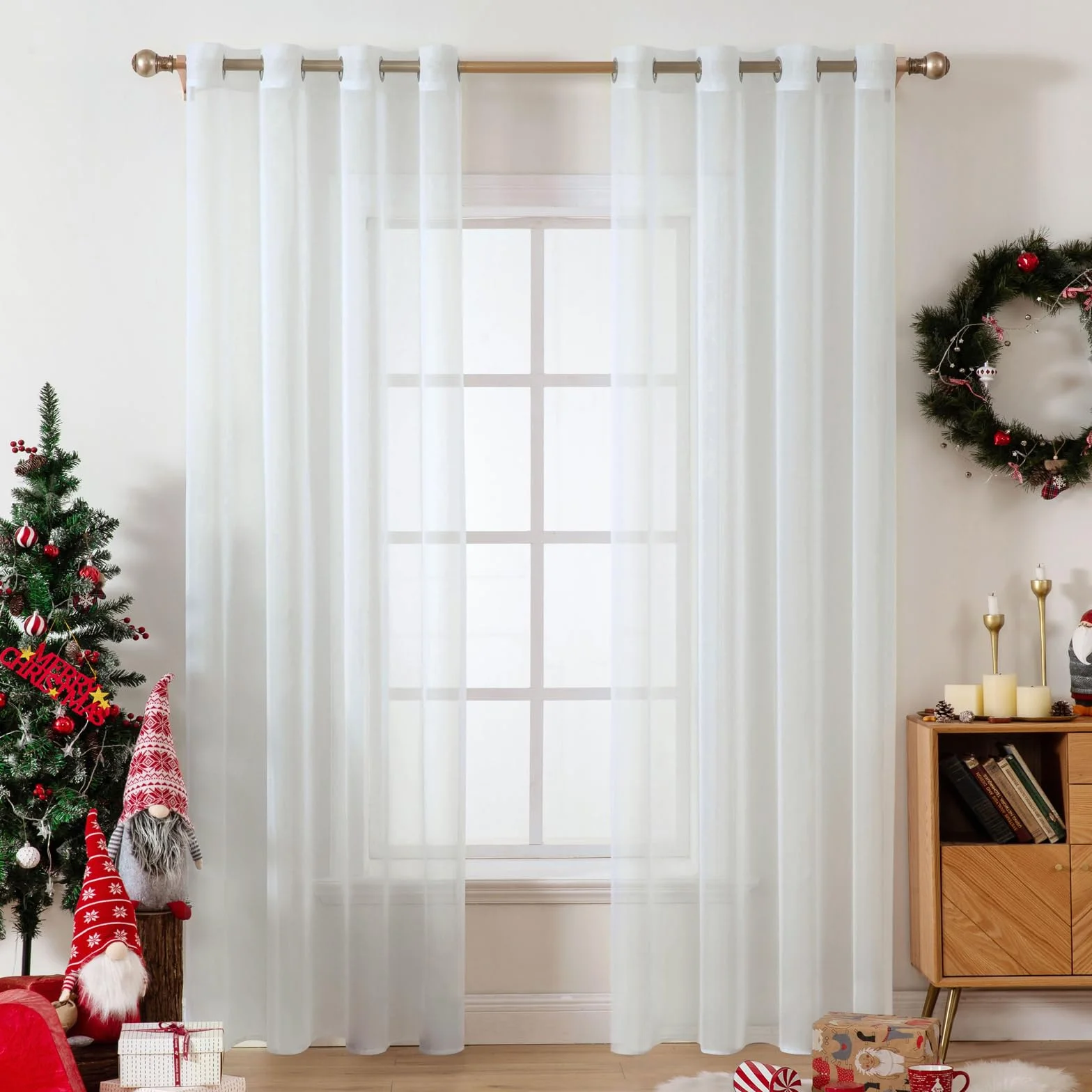 MIULEE Tende Trasparenti con Occhielli 140x260cm 2 Pannelli per Finestre Salotto