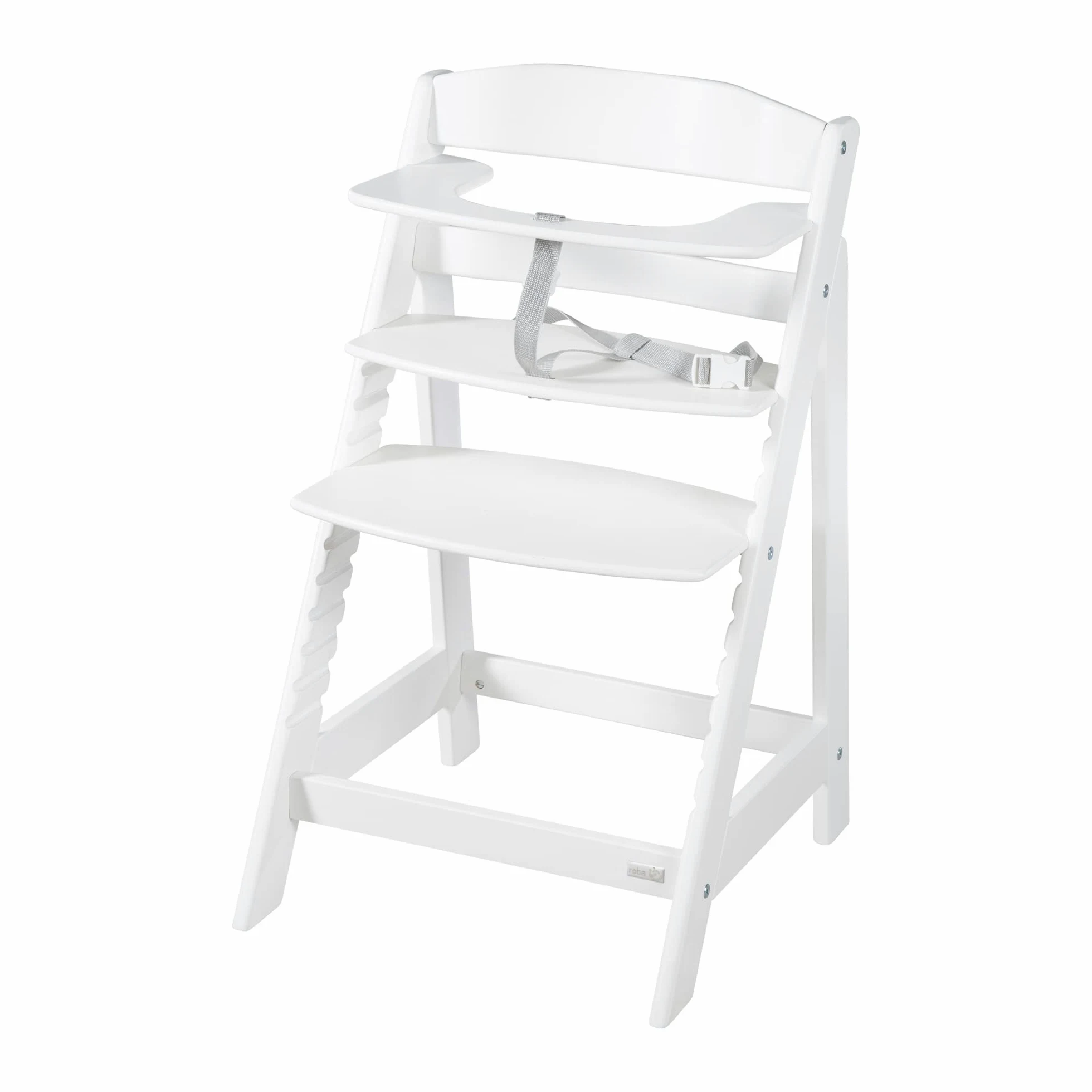 roba Seggiolone Evolutivo Sit Up Flex 2 in 1, Altezza Regolabile, dai 6 Mesi fino ai 70 kg, con Poggiapiedi, Robusto ed Ergonomico, Legno Laccato Bianco