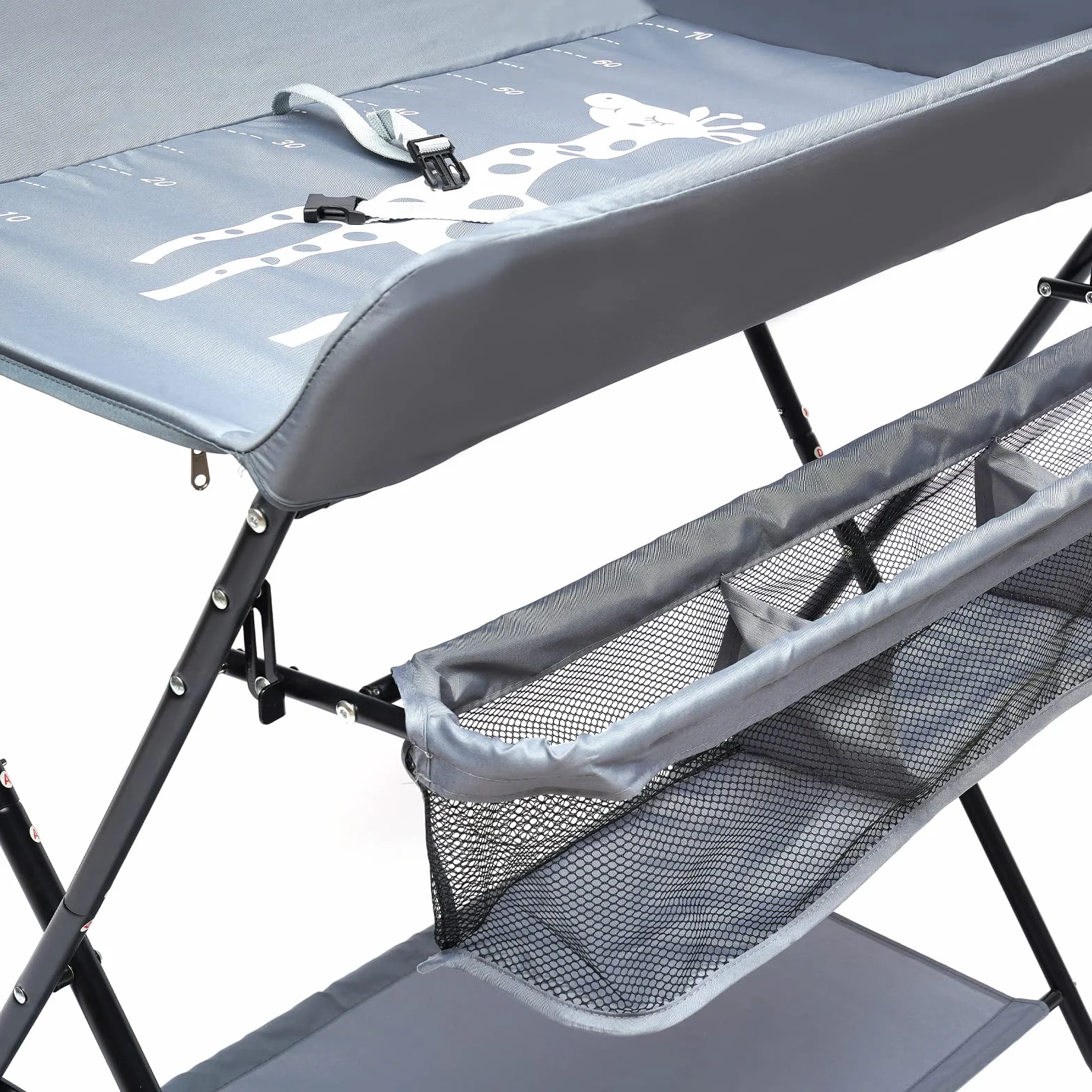Fasciatoio portatile pieghevole per neonati con cintura di sicurezza 80x63x96 cm