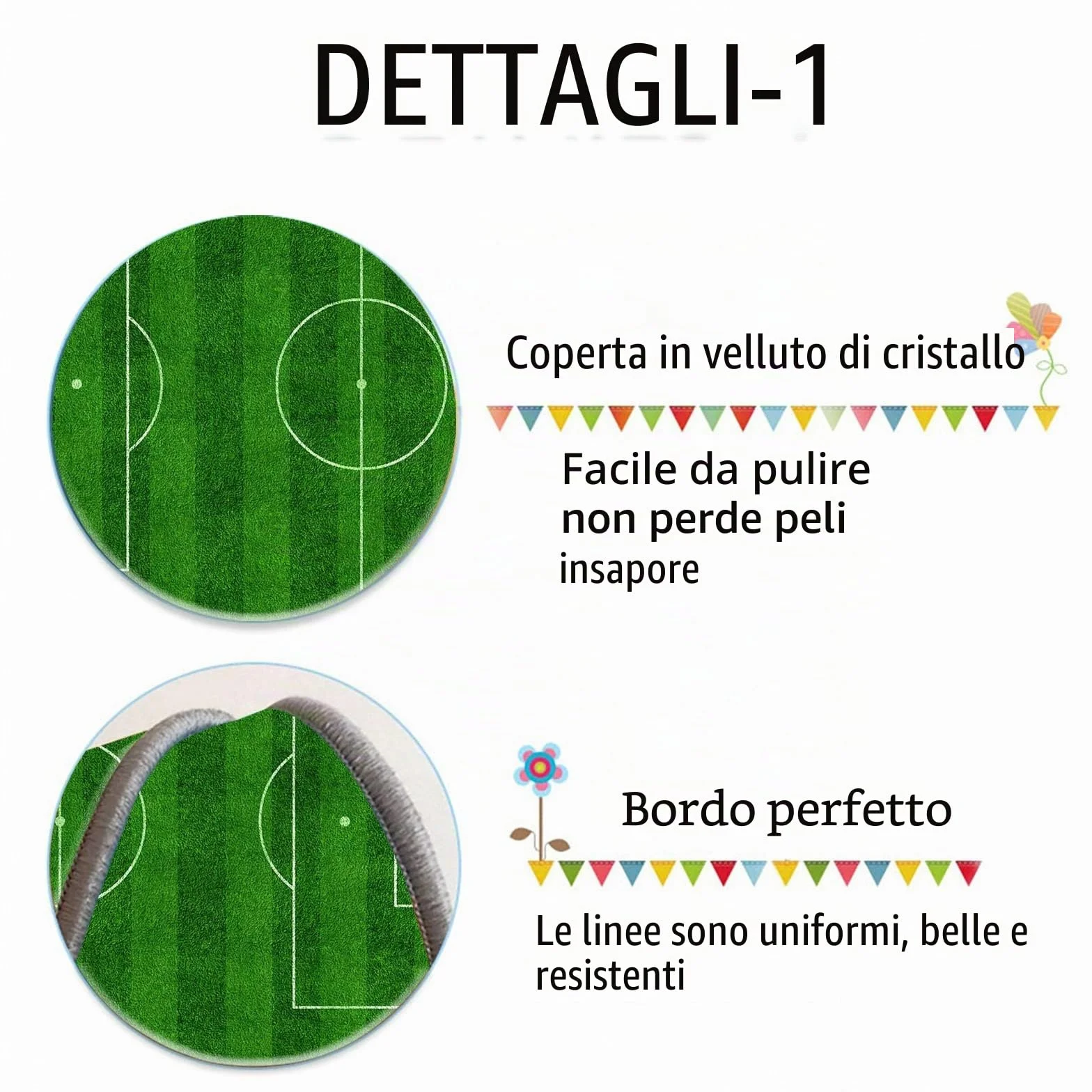 Tappeto da campo da calcio, Funs Home Decor Tappetino da gioco per ragazzi Ragazze Sport Theme Room Green 80×120cm