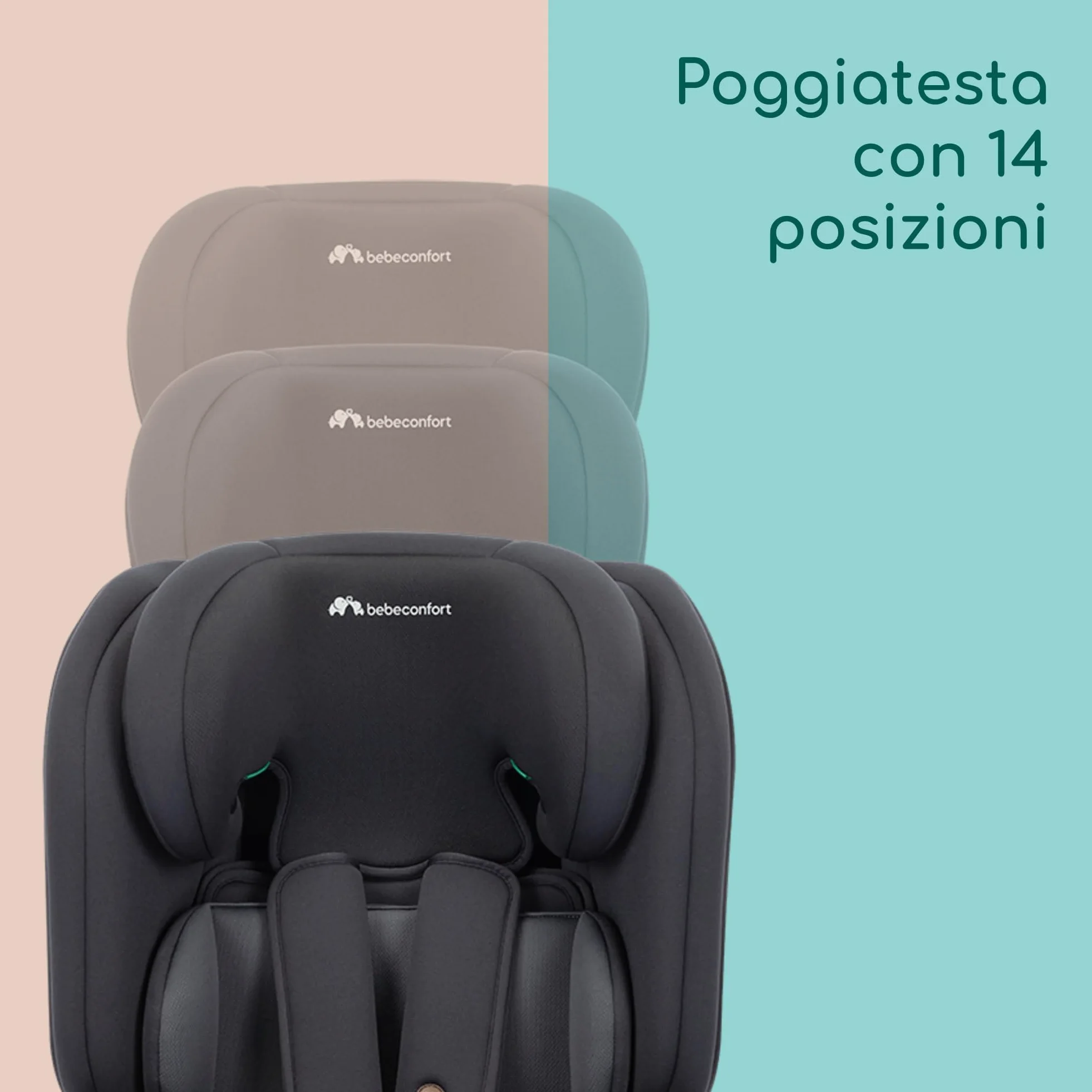 Bebeconfort EverFix Plus i-Size, Seggiolino Auto 9-36 kg Evolutivo, 15 Mesi-12 Anni, 76-150 cm, Seggiolino Auto ISOFIX, Protezione dagli Impatti Laterali, Poggiatesta 14 Posizioni, Full Black