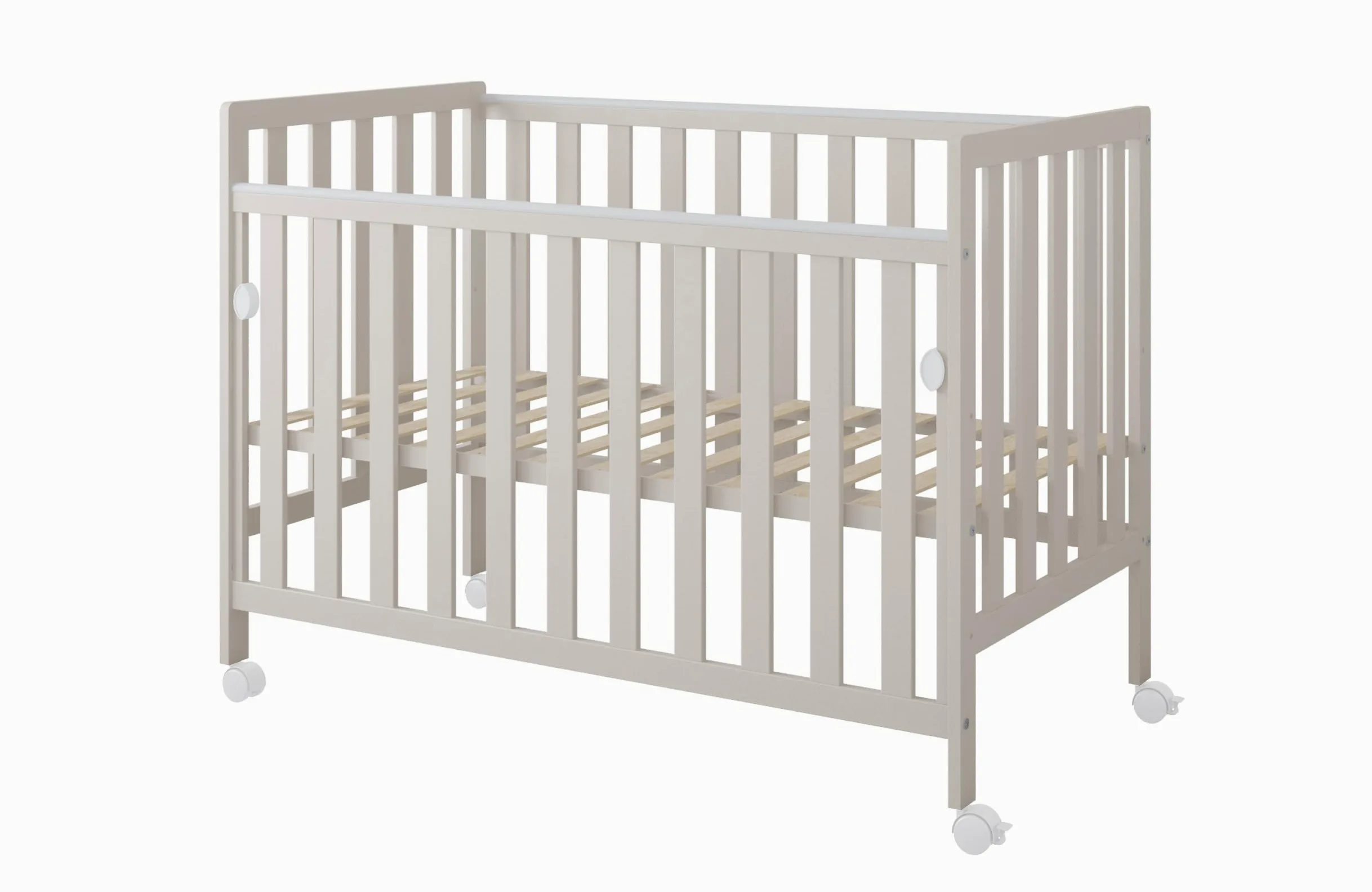 zee BAMBI Lettino Neonato 120x60 cm Cashmere con Materasso e Ruote Lettino Bambino con Lato Abbassabile Rete Regolabile 3 Livelli Letto per Bambini