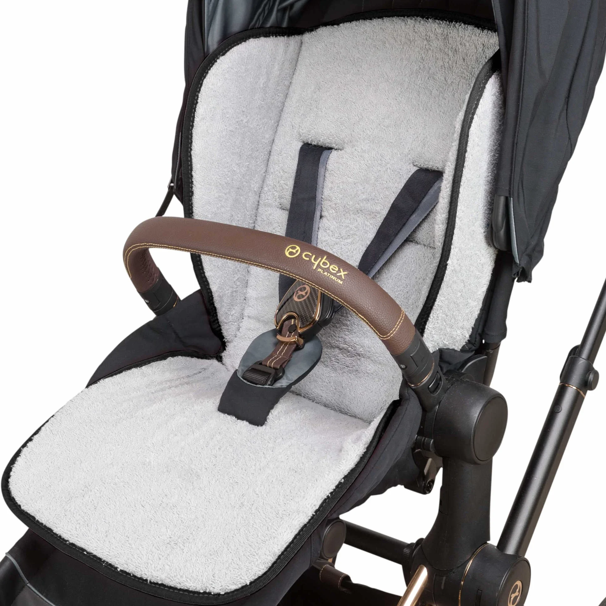 Babysanity® Morbido Riduttore Copri Passeggino Universale Materassino Neonato Soffice Imbottitura Rivestimento Spugna Di Cotone 100% Bordatura Copertura Laterale - Made in Italy - (Nero)