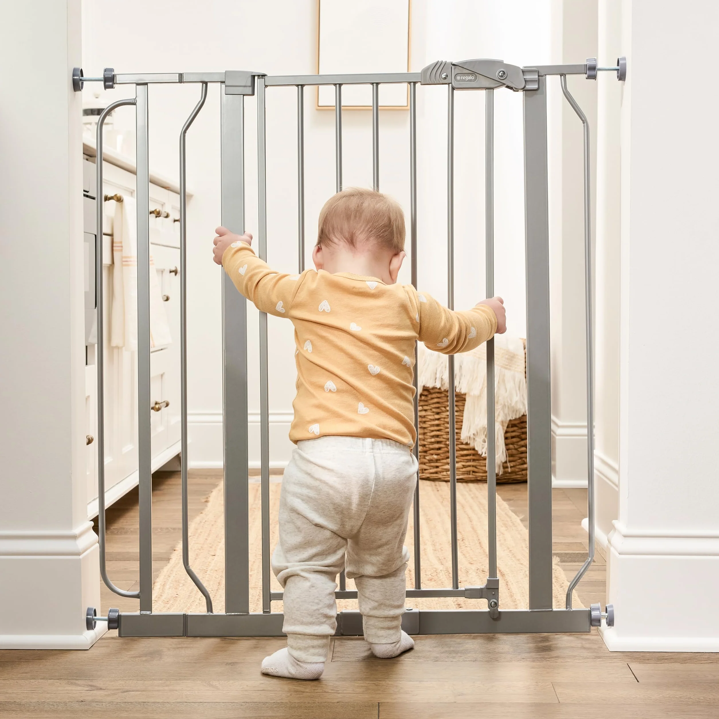 Regalo Safety 91.4cm Extra Tall Baby Gate for Doorways, Fits Openings 73.6-90cm, Pressure Mounted