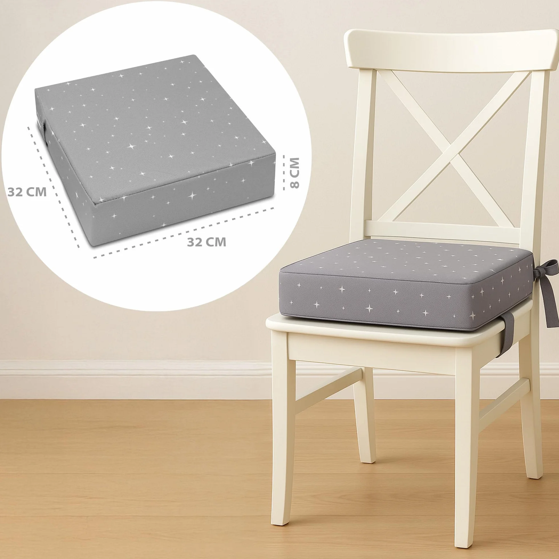 Rialzo sedia bambini cuscino rialzato 32x32x8 cm seduta supporto bambino bambina inserto schiuma lavabile federa