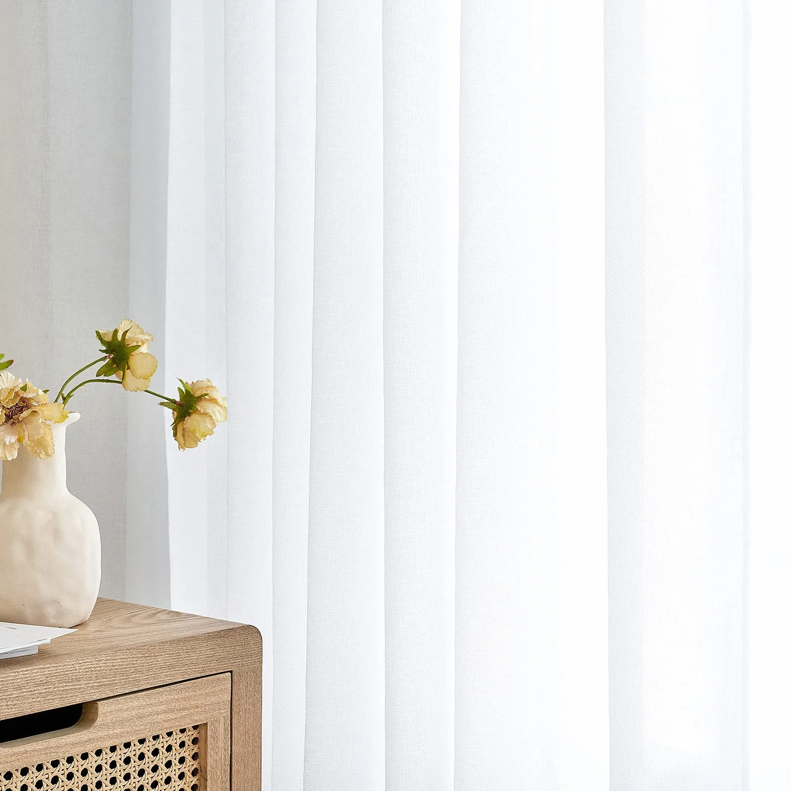 Tenda in Voile Trasparente con Occhielli 200x225 cm Bianco EMEMA