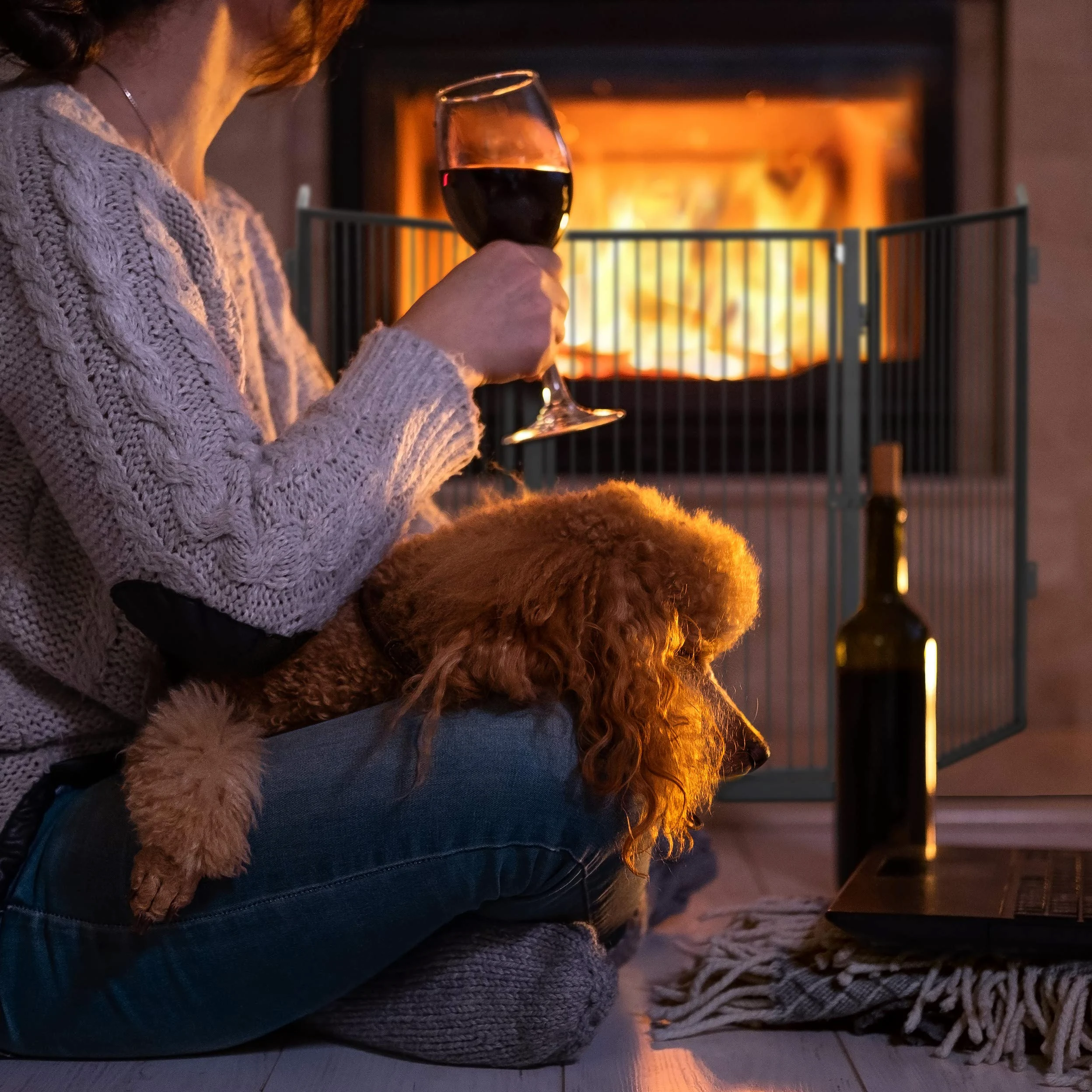 Relaxdays Parascintille per Camino in Metallo, Griglia di Protezione Parafuoco per Bambini e Animali, Acciaio, Nero