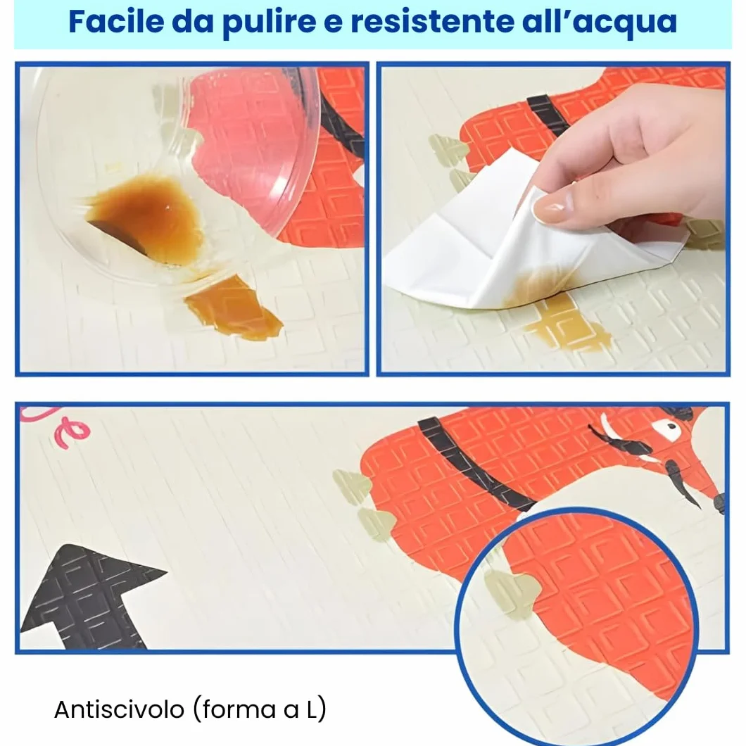 Edibaby, Tappeto Gioco Bambini, 180 x 150 cm, Spessore 1 cm,Tappeti Neonato in XPE Imbottito, Reversibile e Pieghevole, Attività per Cameretta