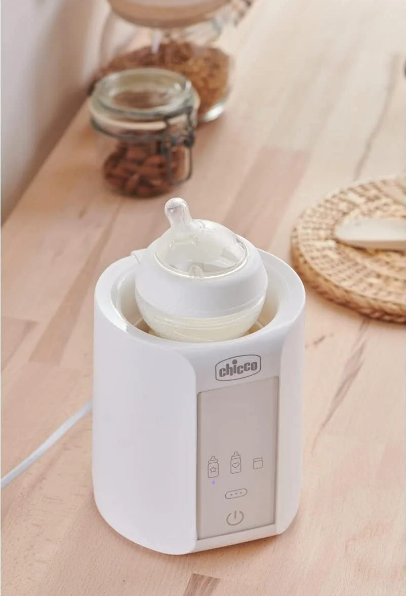 Chicco Scaldabiberon Neonato E Scalda Pappa, Con Tre Programmi, Spegnimento Automatico dopo un'ora, Mantiene il calore fino a un'ora, Bianco, ‎14 x 14 x 17.5 cm; 481 grammi