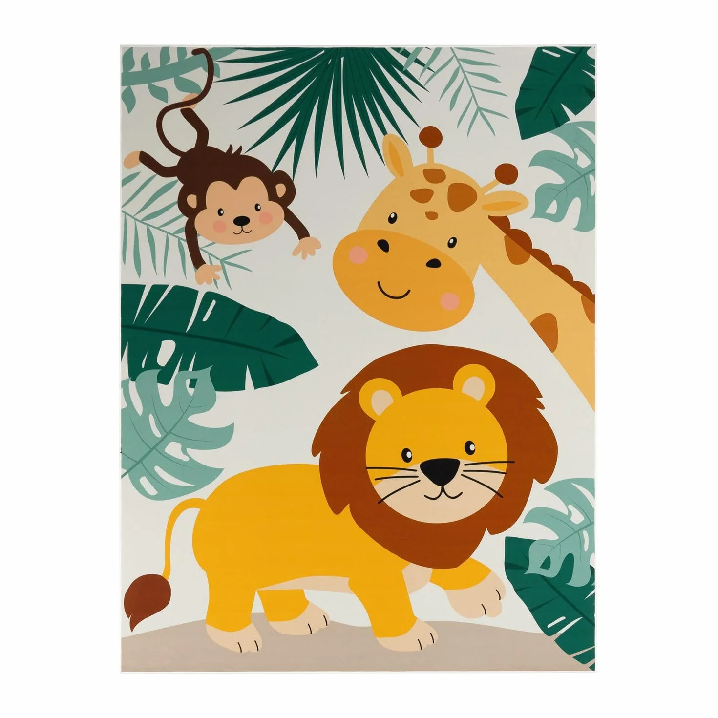 TT Home Tappeto Stanza Bambini Auto Bambini Motivo Con Animale Antiscivolo, Colore:Verde Beige Blu, Dimensione:100x200 cm