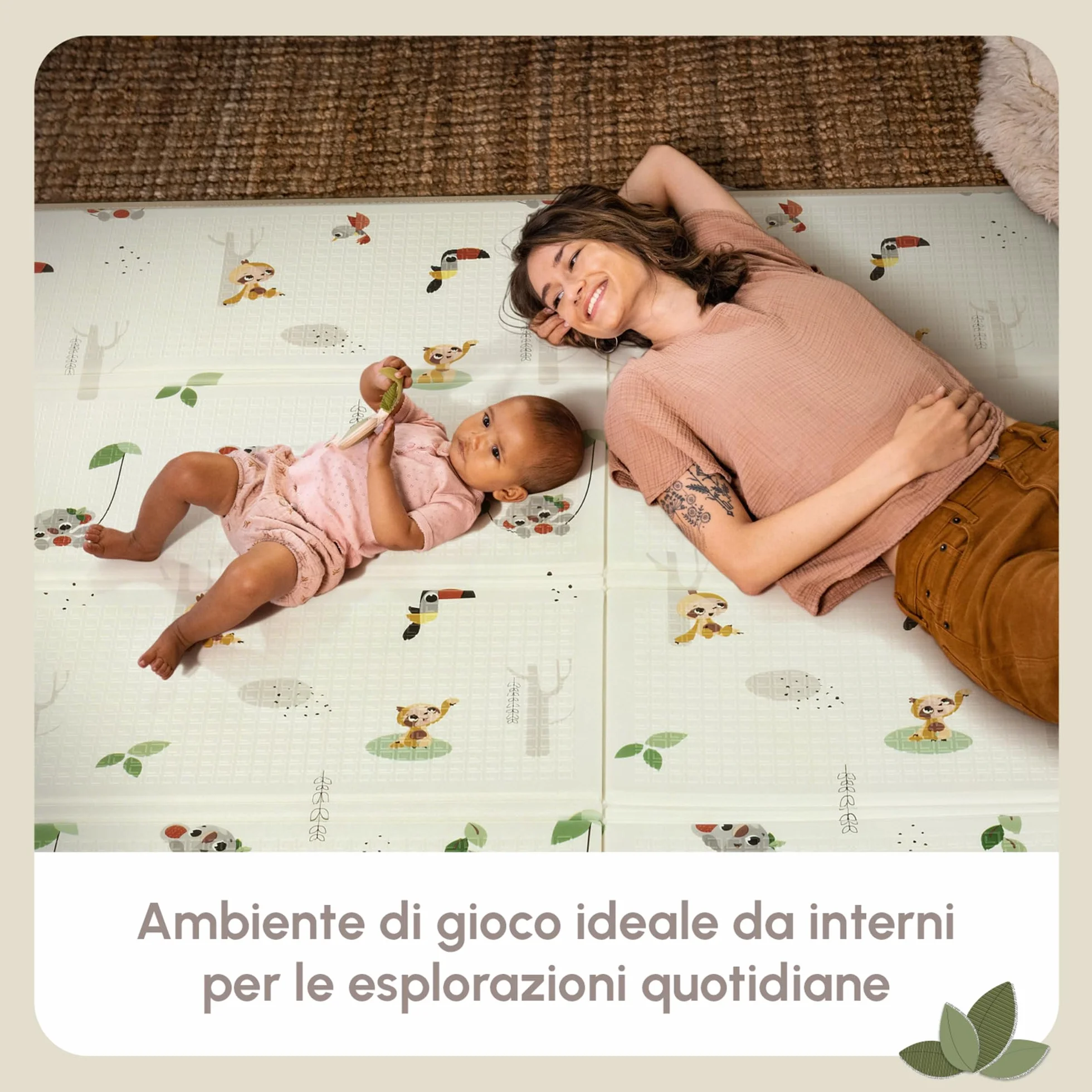 Tiny Love Tappeto Pieghevole Gioco Bambini XL in Schiuma, Tappetino Neonato, 0+ Mesi, Double-face, Leggero e Pieghevole, 150 x 150cm, Morbido e Spesso (1 cm), Impermeabile, Facile da Pulire, Boho Chic