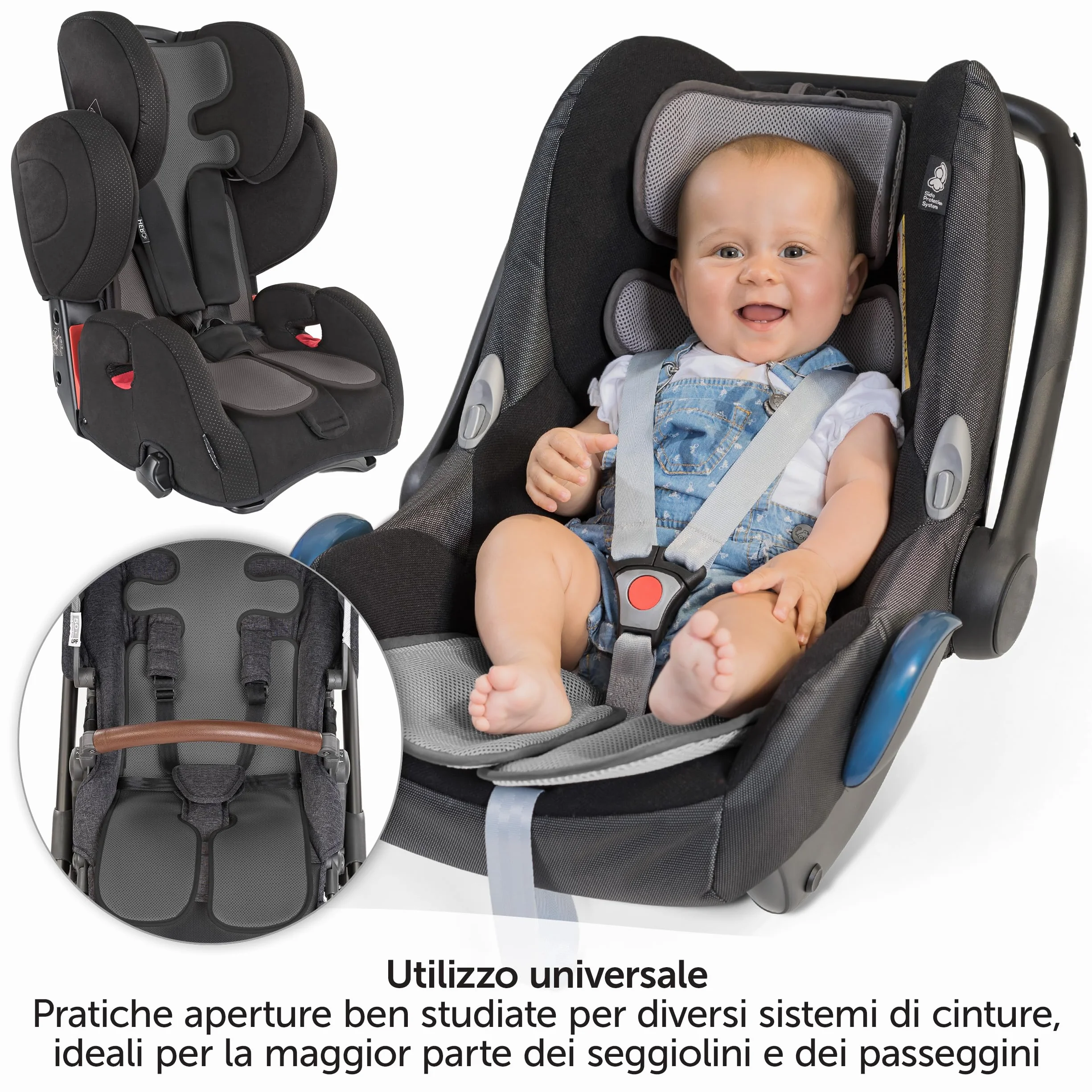 Zamboo Copri Seggiolino Auto Bambini Universale Antisudore Traspirante Grigio Scuro