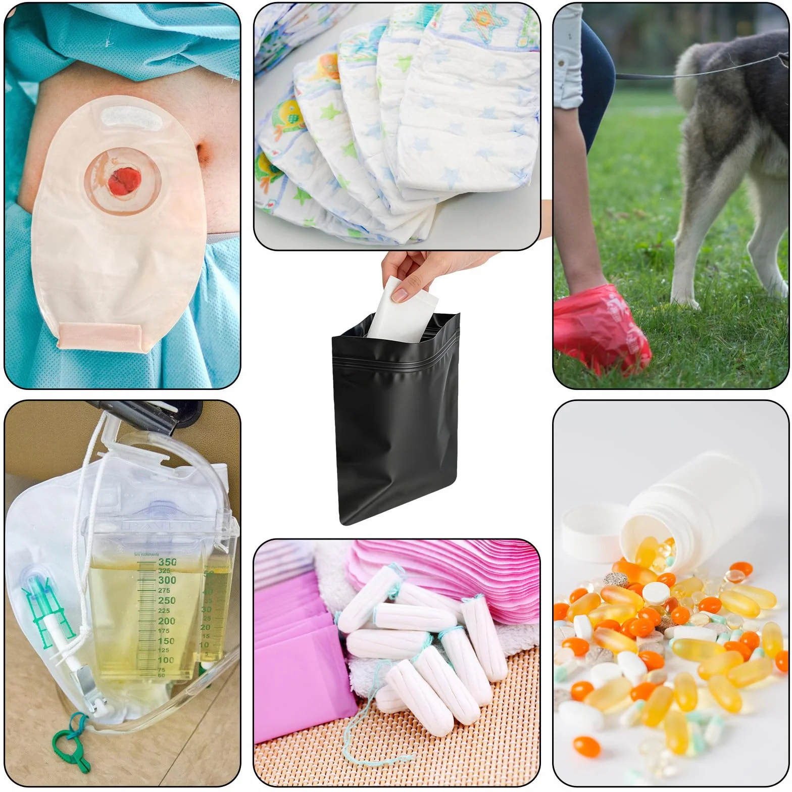 Sacchetti per smaltimento stomi, 100 pezzi, a prova di perdite, inodore, 20x30 cm, per colostomia e incontinenza
