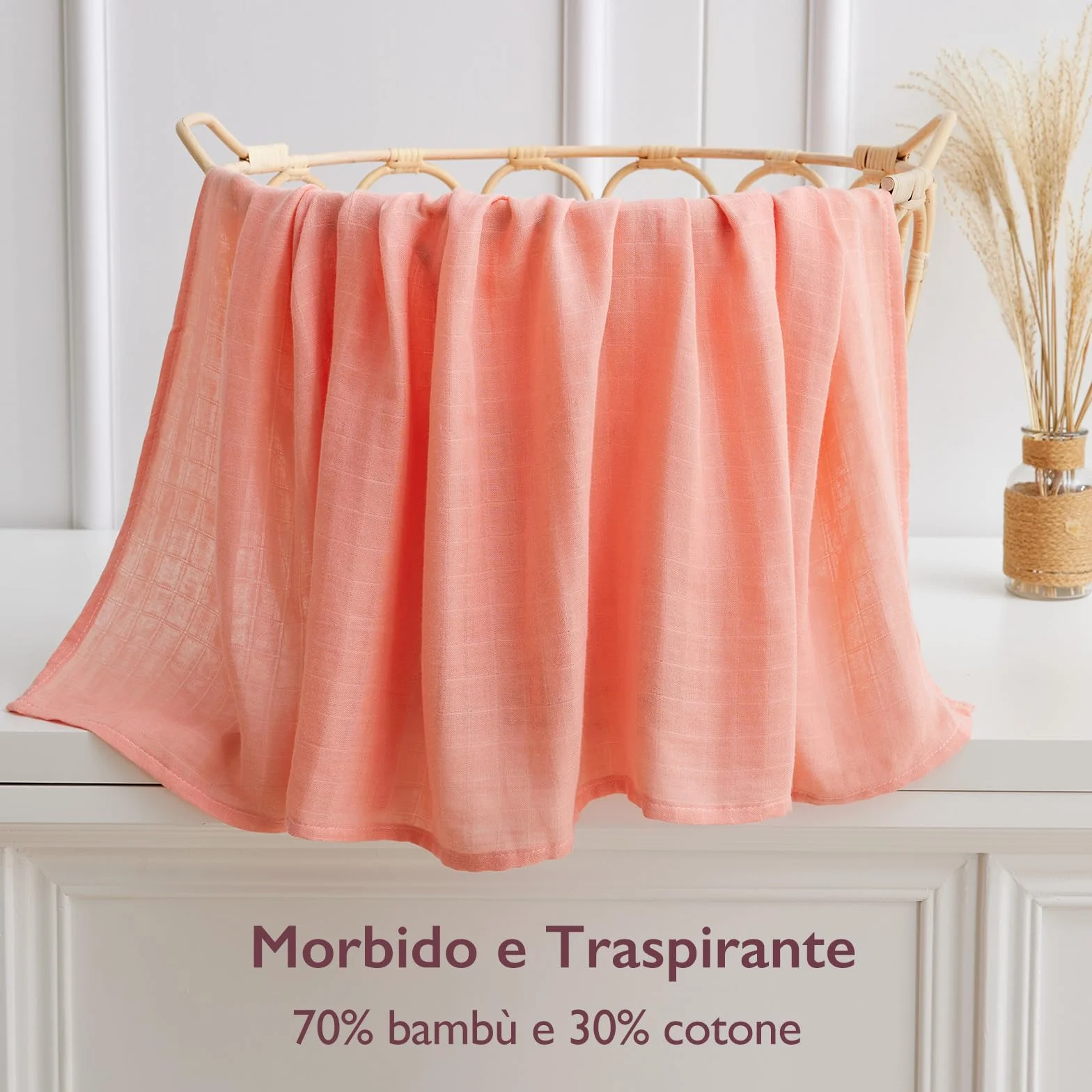 Momcozy Copertina Neonato Mussola 120x120 4 Pezzi Cotone Bambù Morbida Floreale