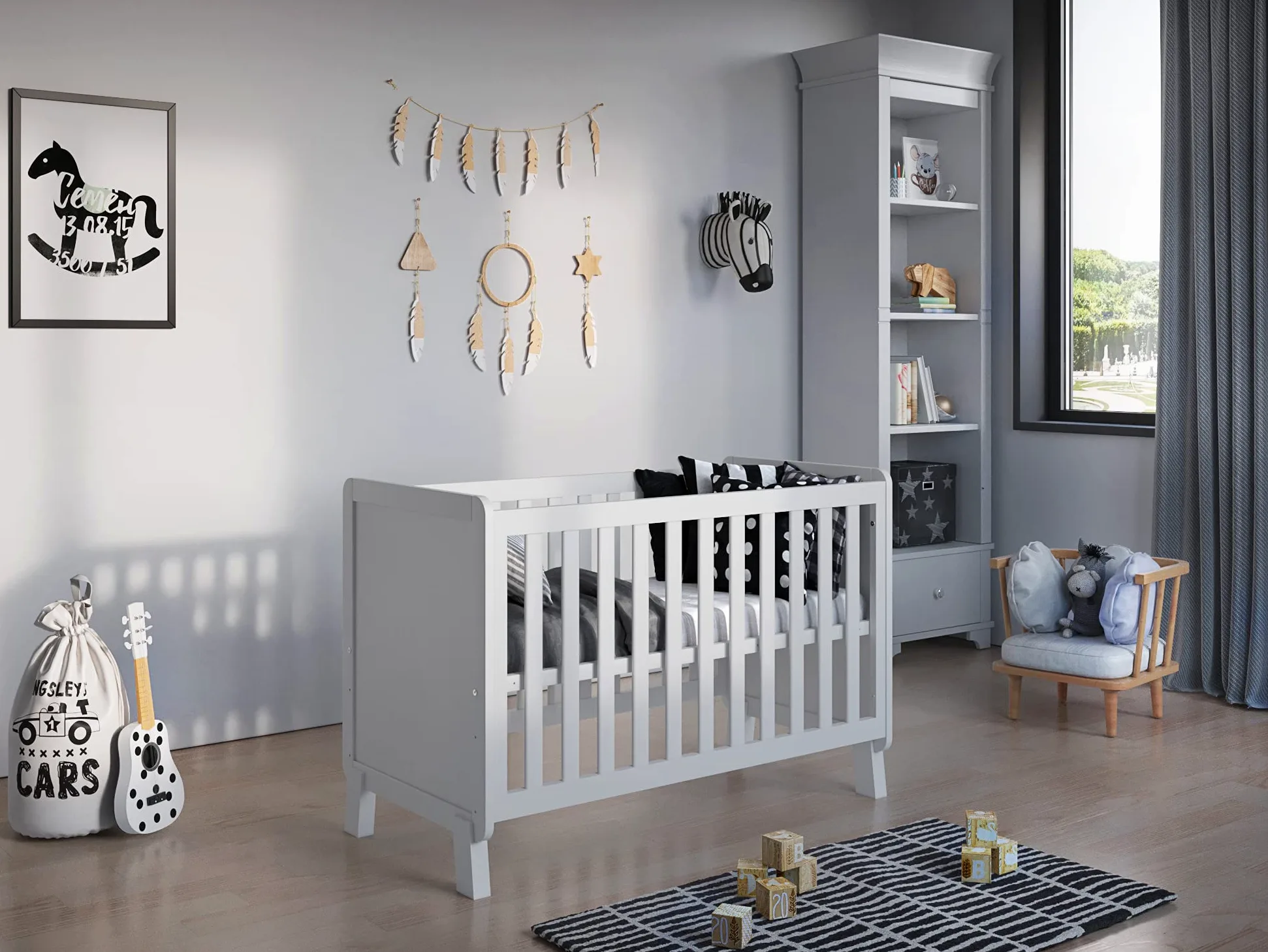 Love For Sleep Culla Lettino Neonato 120x60 cm in Legno di Pino con Barriera di Sicurezza – Lettino Trasformabile per Bambino 0-3 Anni, Bianco