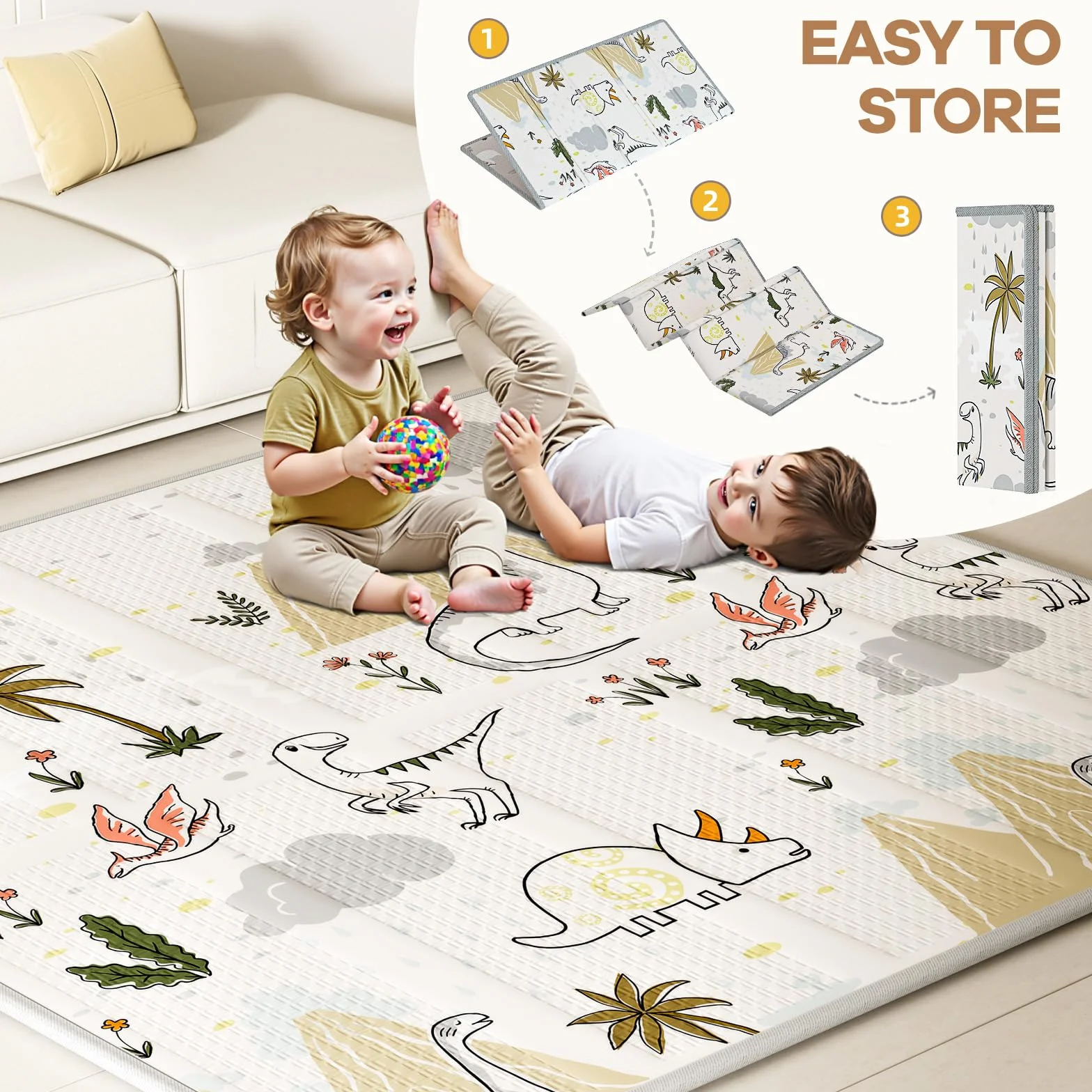 Box per bambini con materasso, 120 x 120 cm, piccolo box con tappetino, box per appartamenti, box con rete traspirante su quattro lati e ventose