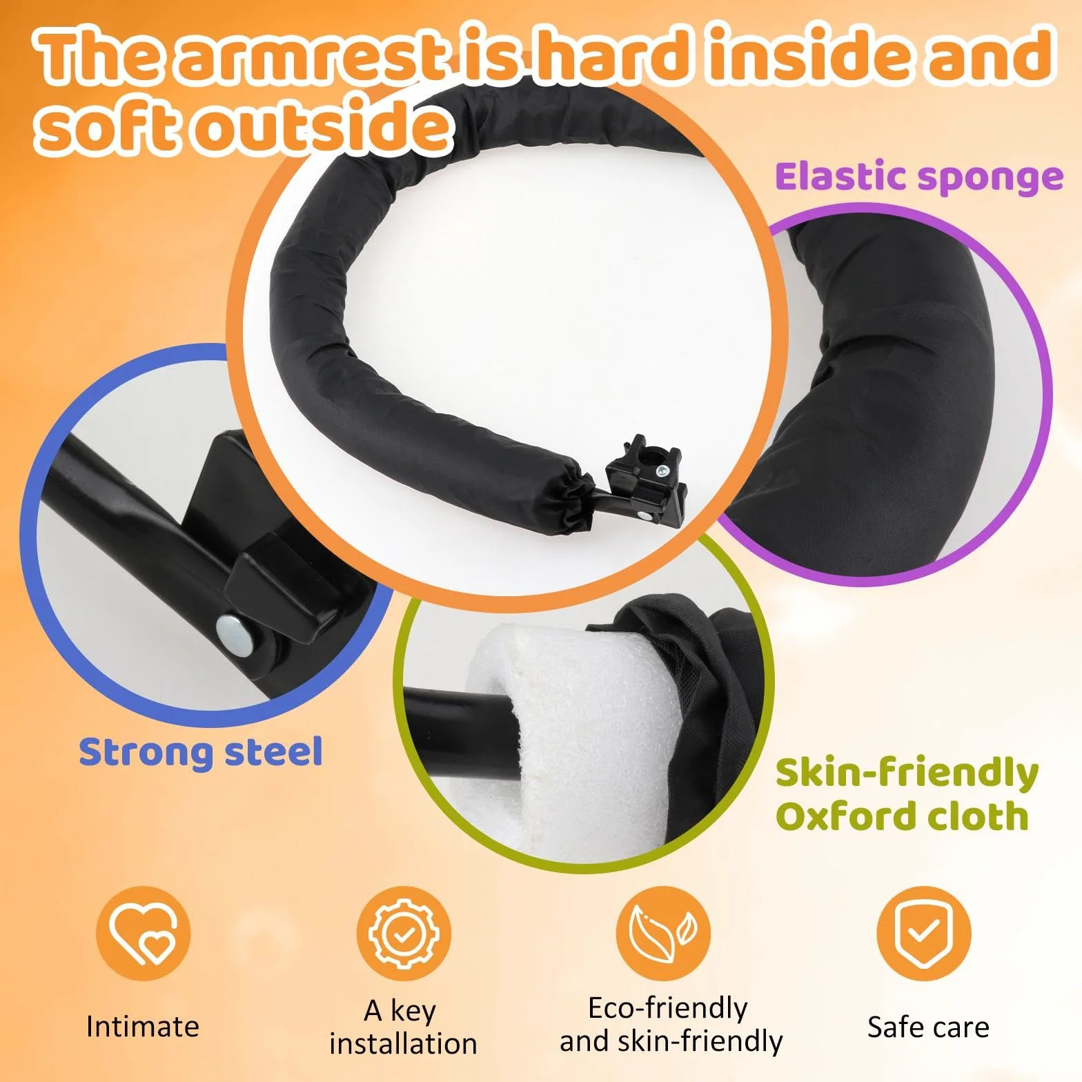Barra di sicurezza per passeggino, barra per passeggino, bracciolo per passeggino corrimano, maniglia universale, per accessori per passeggino