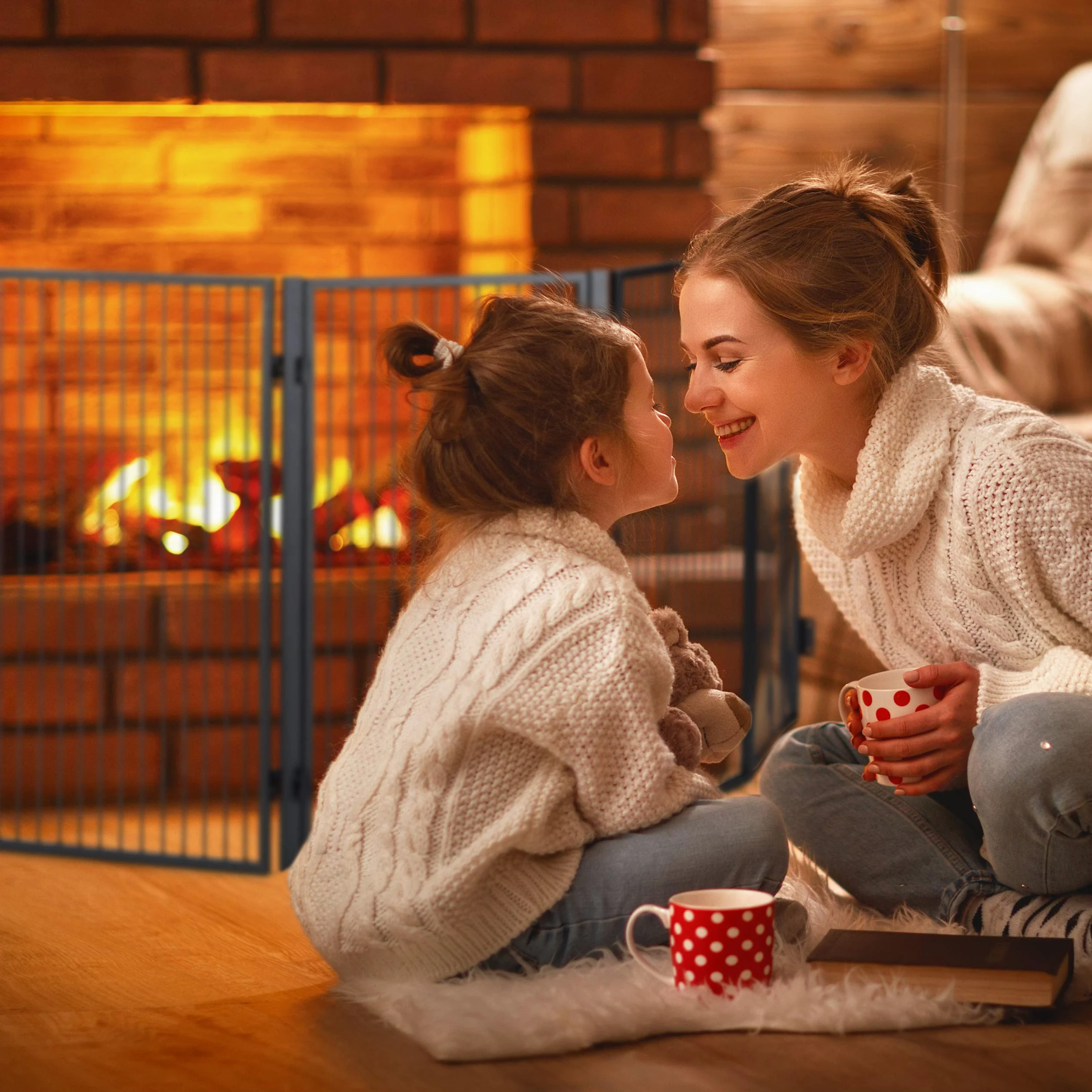 Relaxdays Parascintille per Camino in Metallo, Griglia di Protezione Parafuoco per Bambini e Animali, Acciaio, Nero
