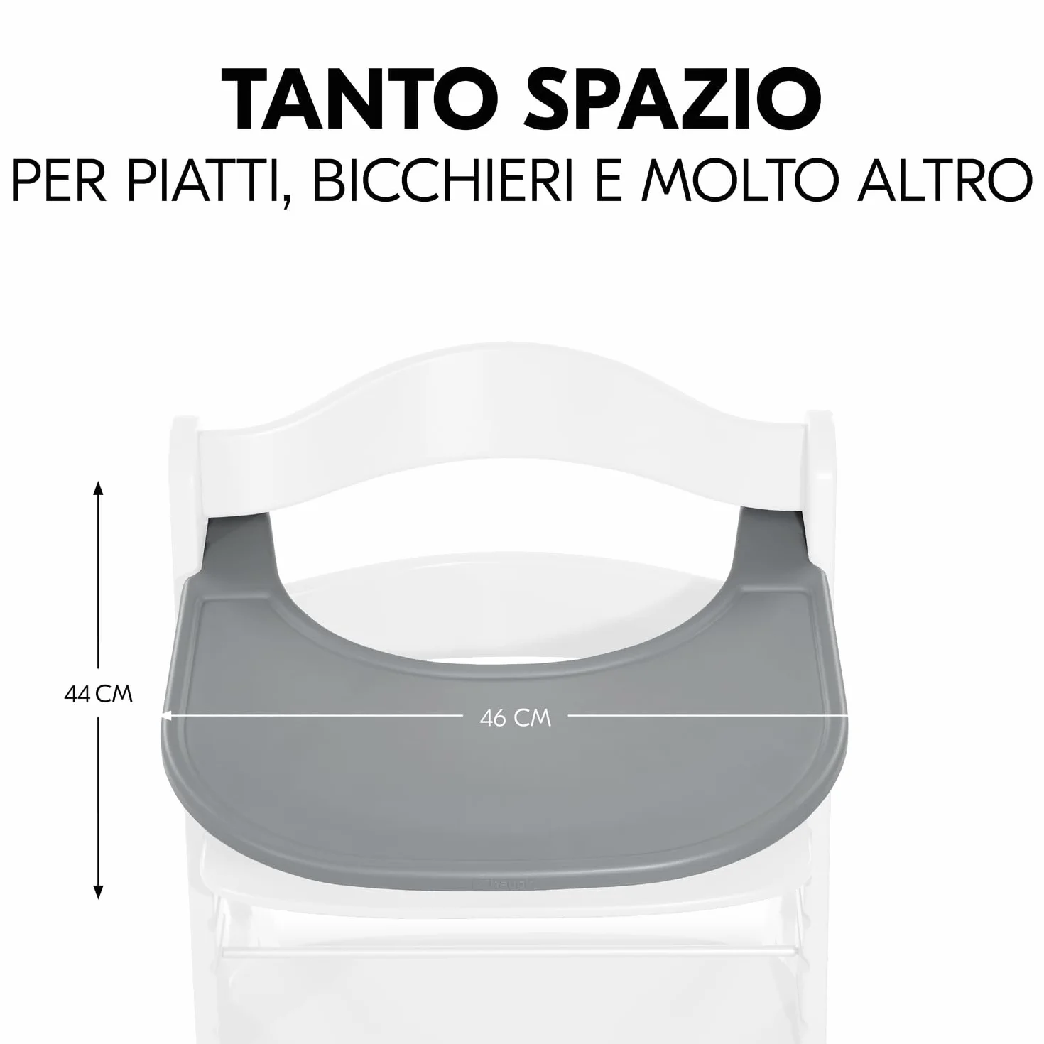 Hauck Alpha Click Tray Tacna Bambini Materiale Riciclato GRS Grigio per Seggiolone Legno Alpha+ Beta+
