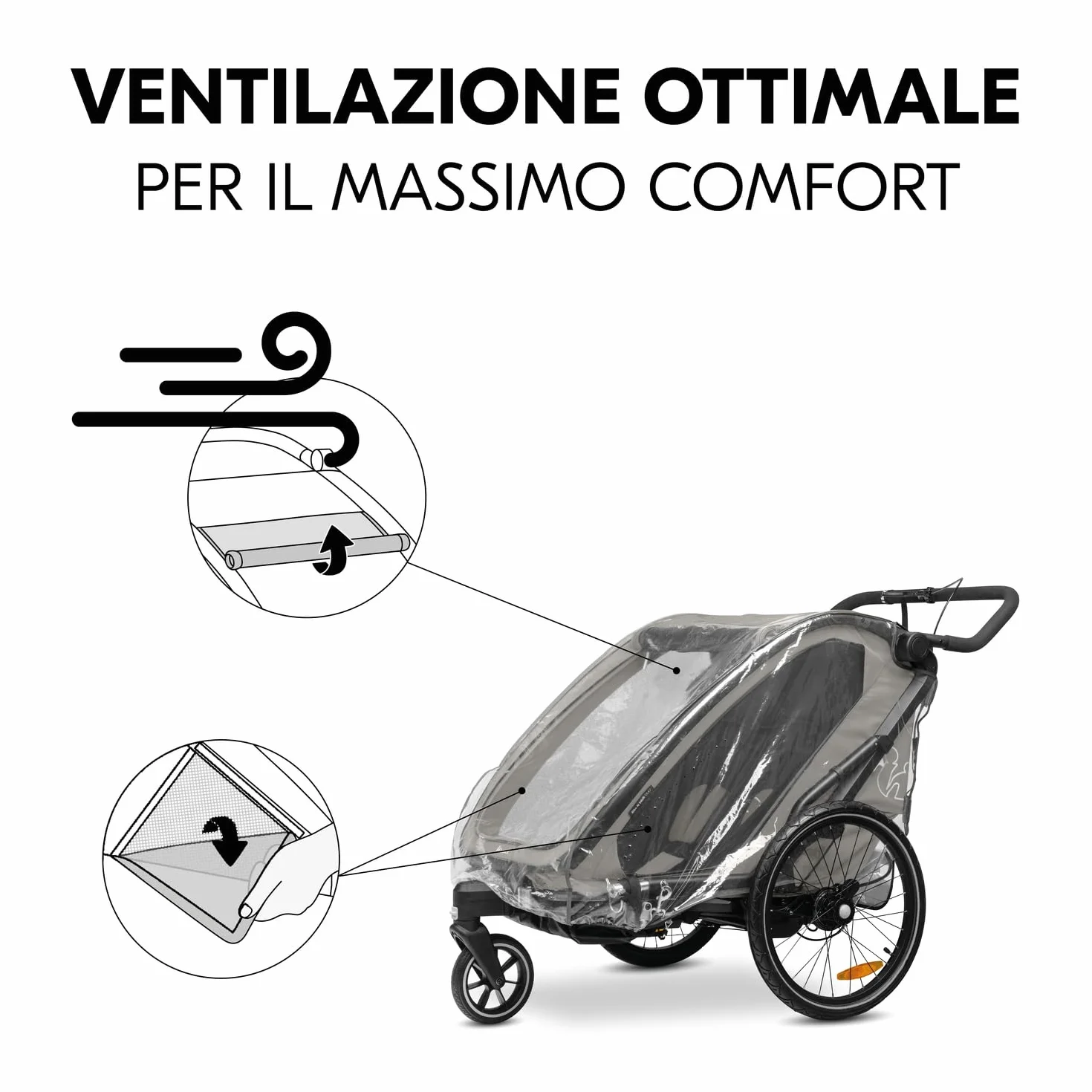 Hauck Bike N Walk Duo Parapioggia per Rimorchio Bici Bambini 67x64x100 cm Copertura Antipioggia Trasparente