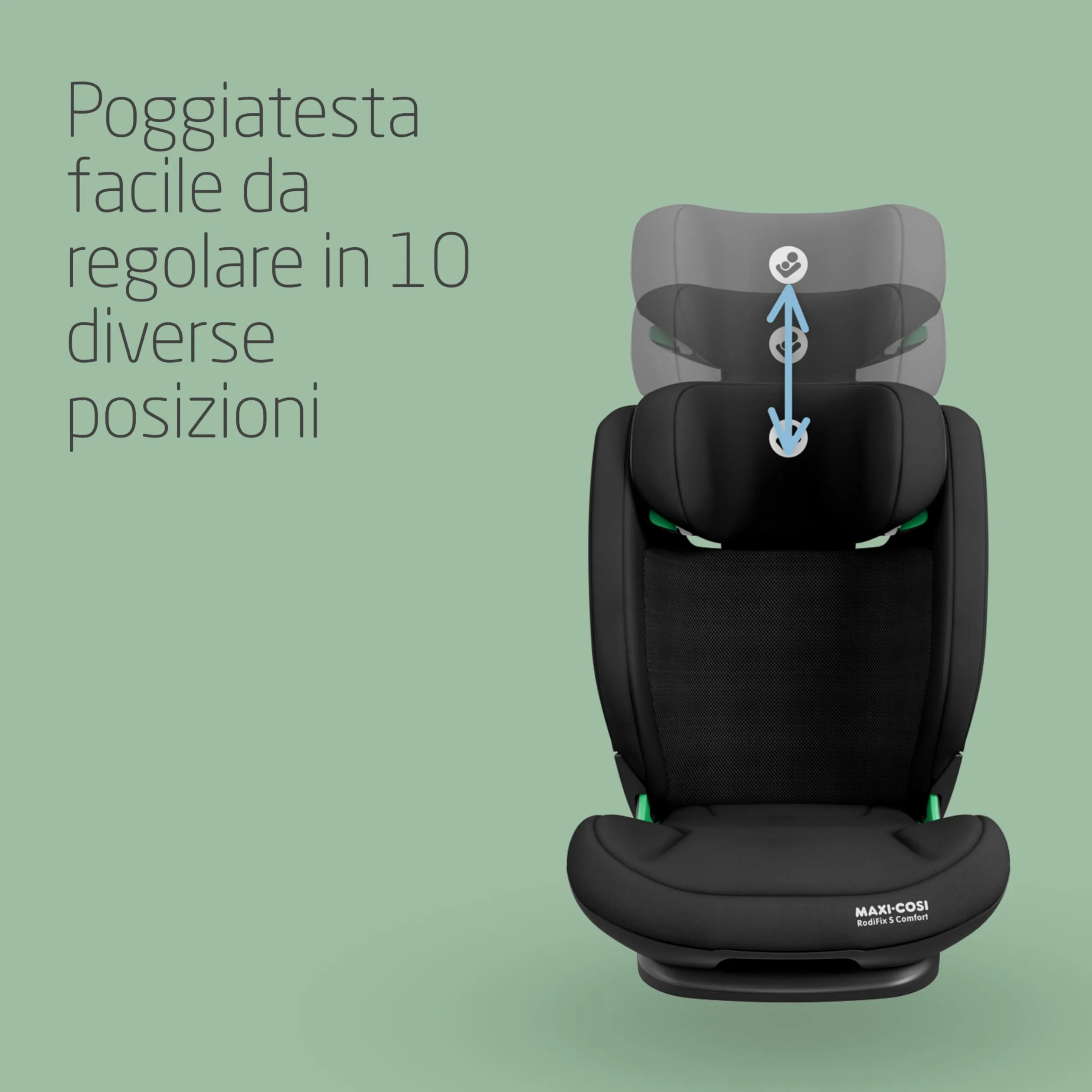 Maxi-Cosi RodiFix S Comfort i-Size, Tessuti Traspiranti, Seggiolino Auto ISOFIX Reclinabile 3 Posizioni, 3,5-12 Anni (100-150 cm), Regolabile in Altezza/Larghezza, G-CELL, AirProtect, Authentic Black