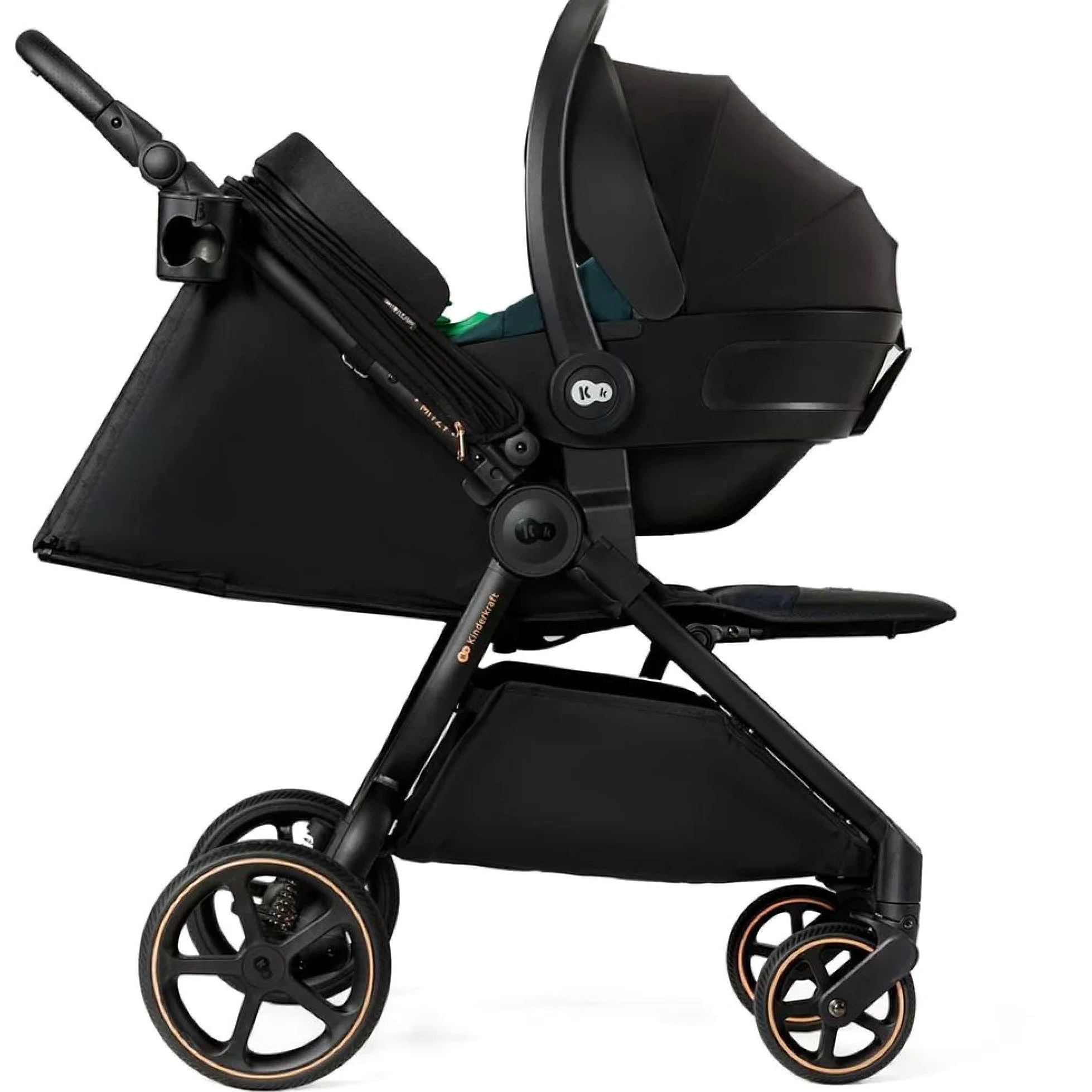 Kinderkraft MITZY Buggy fino a 22 kg, Passeggino Reclinabile, Carrozzina, Leggero, Facilmente Pieghevole, Schienale e Poggiapiedi Regolabili, Posizione Sdraiata, Ideale per I Viaggi, Nero