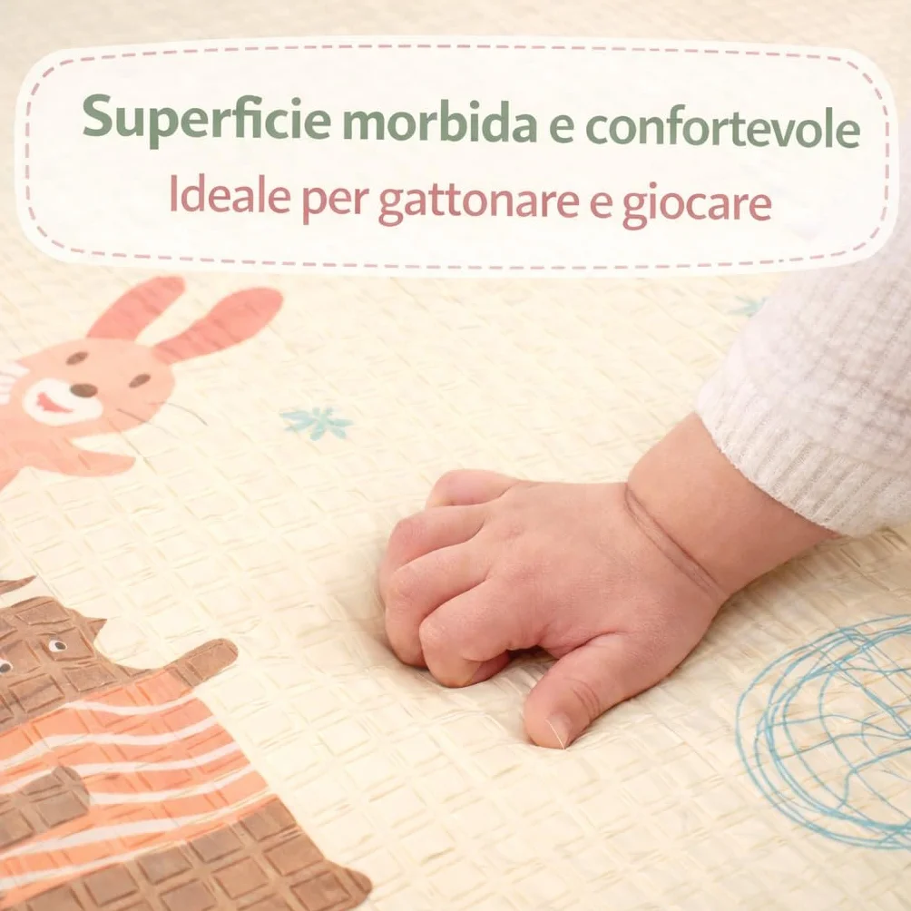 Tappeto Gioco Montessori Pieghevole Impermeabile 180x150x1 cm Schiuma per Bambini