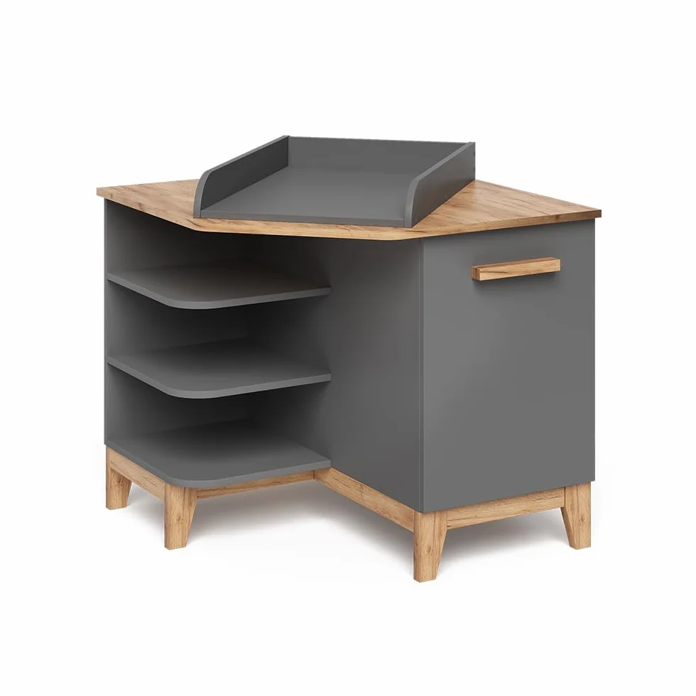 VitaliSpa Fasciatoio Malia, Grigio/Artisan, 85 x 85.2 cm con porta, fasciatoio rimovibile per utilizzo come cassettiera angolare