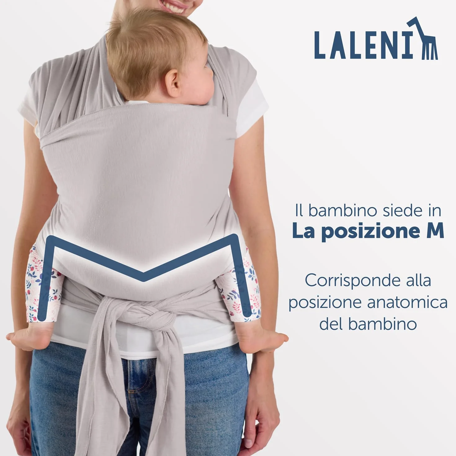 Laleni Fascia Porta Bebe Neonato in Morbido Cotone, Certificata OEKO-TEX, Lunga 5,10m, Fino a 15kg, Grigio Chiaro