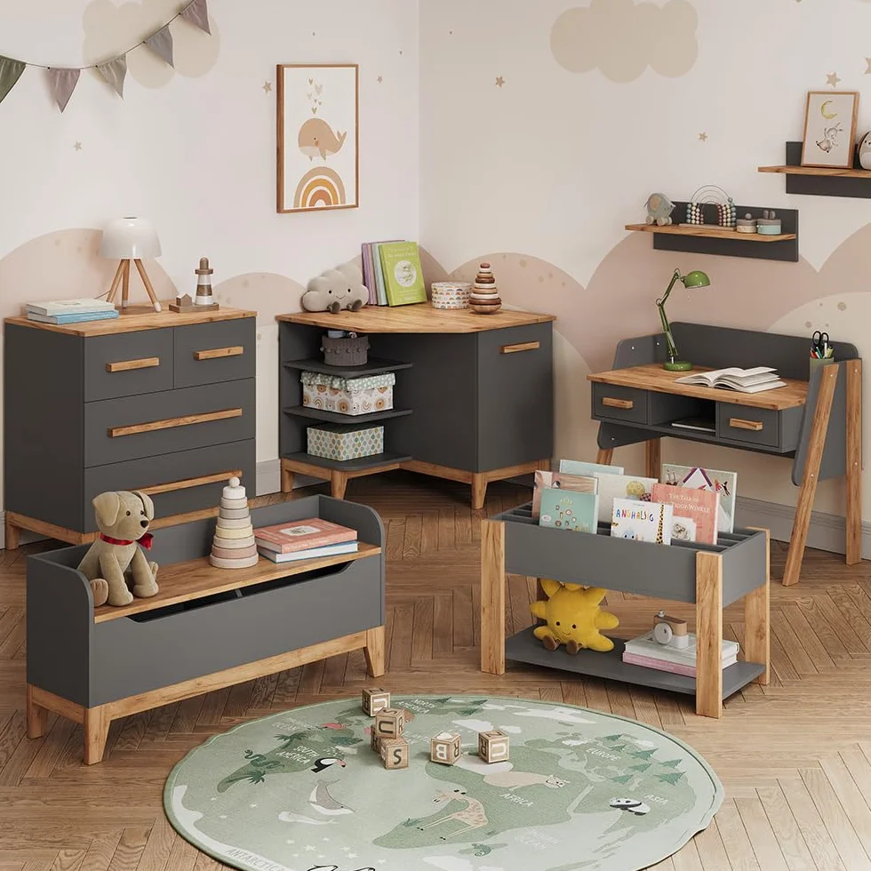 VitaliSpa Fasciatoio Malia, Grigio/Artisan, 85 x 85.2 cm con porta, fasciatoio rimovibile per utilizzo come cassettiera angolare