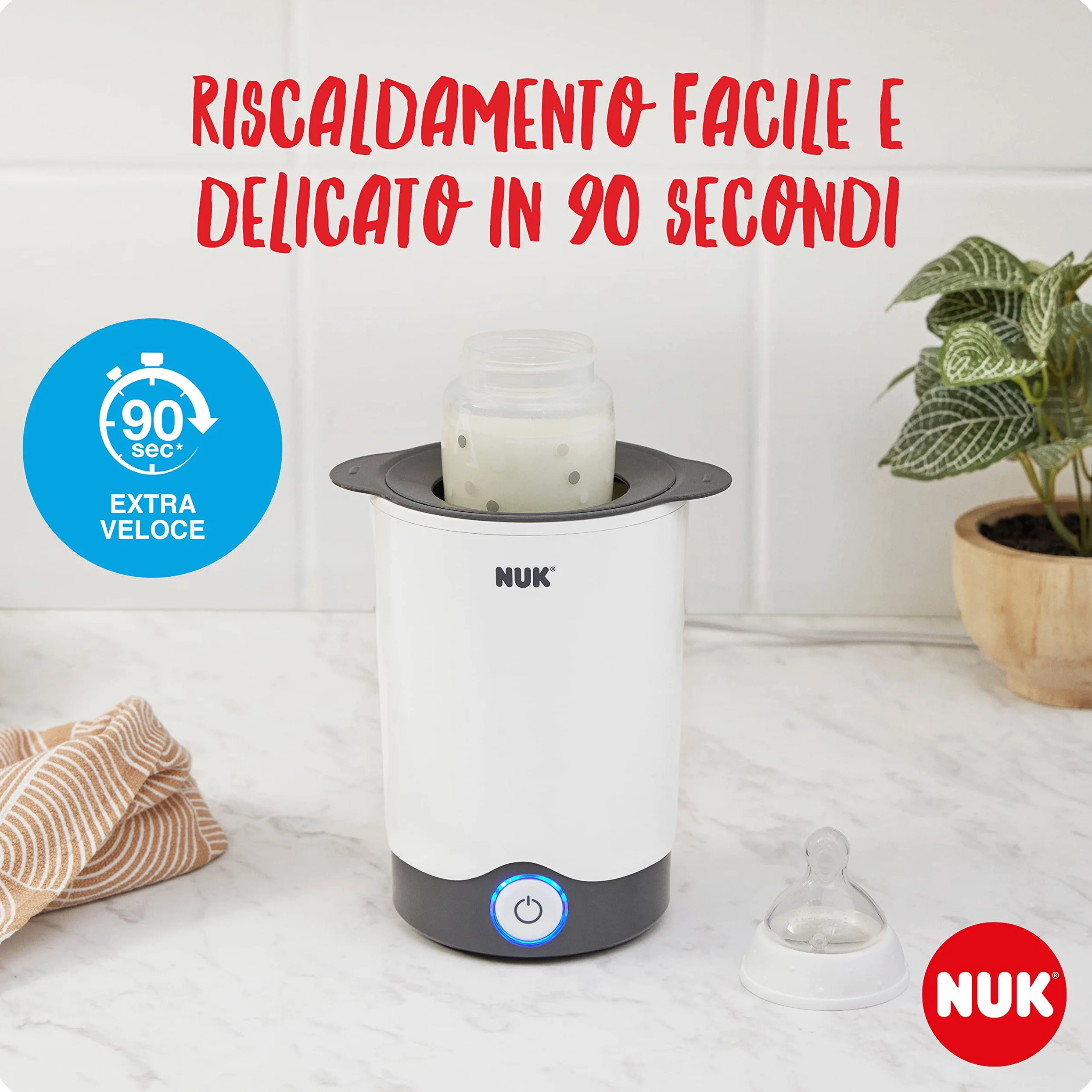 NUK First Choice+ Set completo di alimentazione | Sterilizzatore Vario Express, 4x biberons, 1x tettarella extra, scaldabiberonr e altro ancora | cuore (neutro) | 9 flaconi