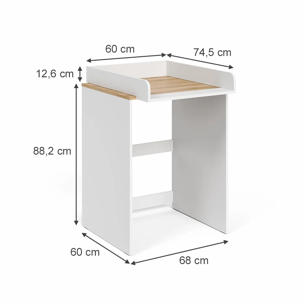 Vicco armadietto coprilavatrice Viktor, Bianco/Artisan, 68 x 88.2 cm 2 parti con fasciatoio, per riporre detersivi e come superficie d’appoggio